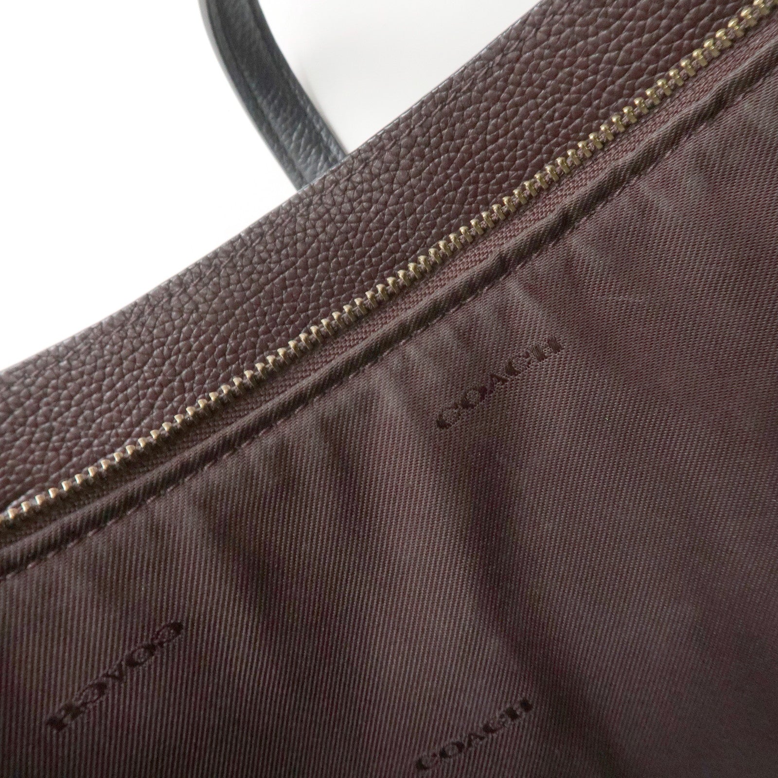 COACH Leather 2Way Shoulder Bag Tote Bag Black