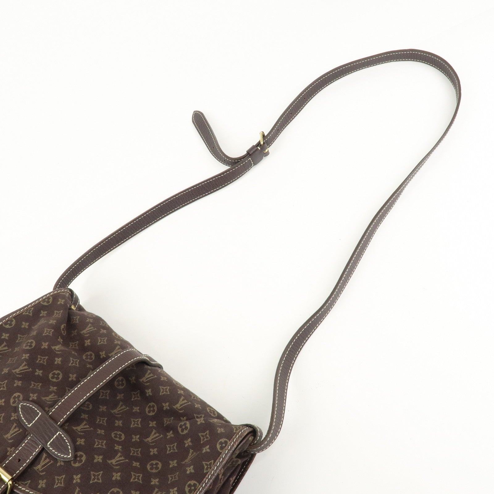 Louis Vuitton Monogram Mini Lin Saumur 30 Ebene Brown M95227 Used