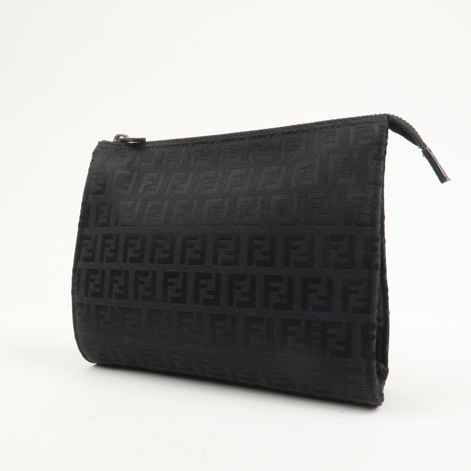FENDI Zucchino Logo Canvas Cosmetic Pouch Black 7N0007