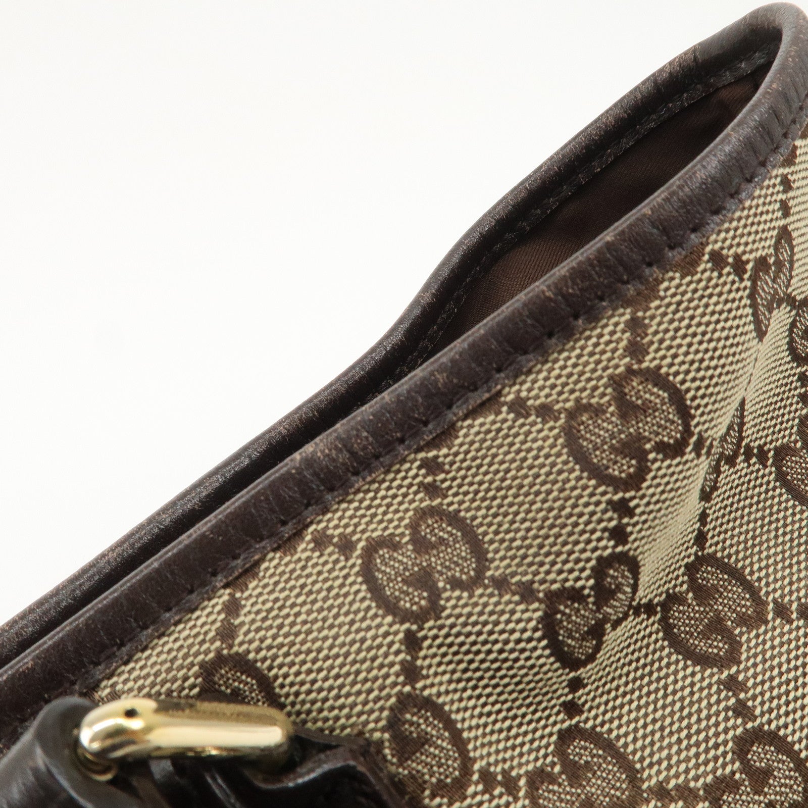 GUCCI Sherry GG Canvas Leather Tote Bag Beige Brown 139260 Used