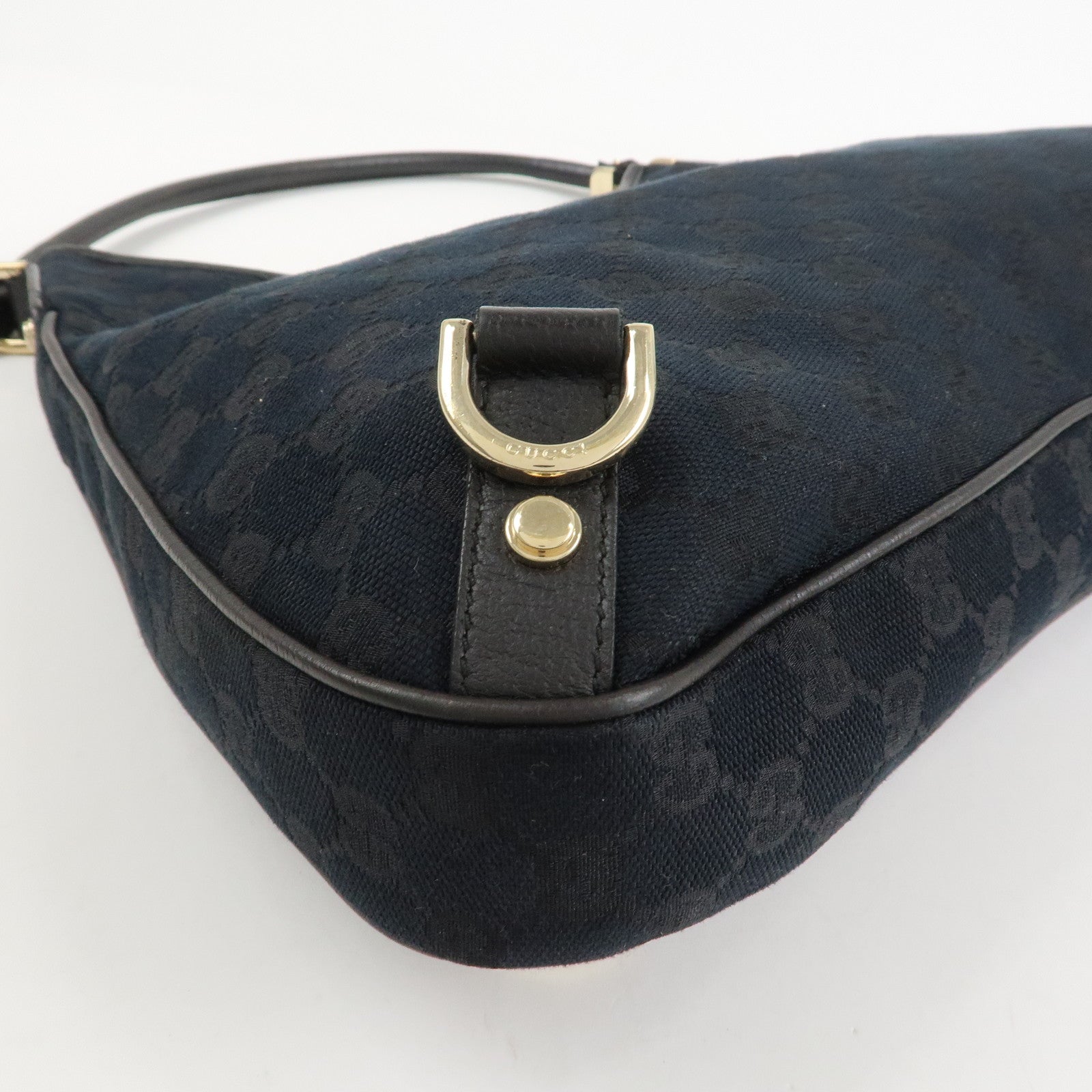 GUCCI Abbey GG Canvas Leather Shoulder Bag Hand Bag Black 130737