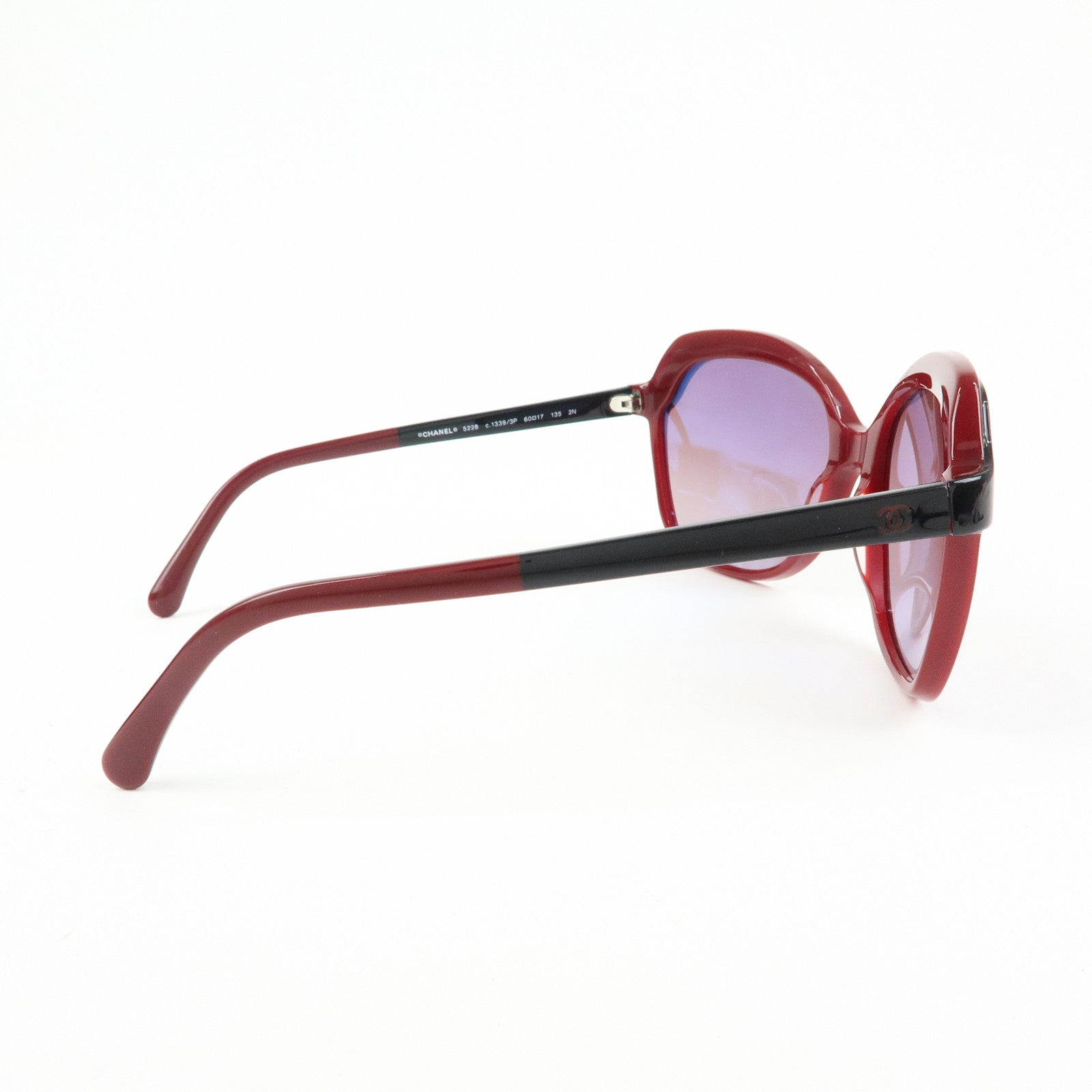 CHANEL COCO Mark Plastic Sunglasses Bordeaux Black 5228 60□17