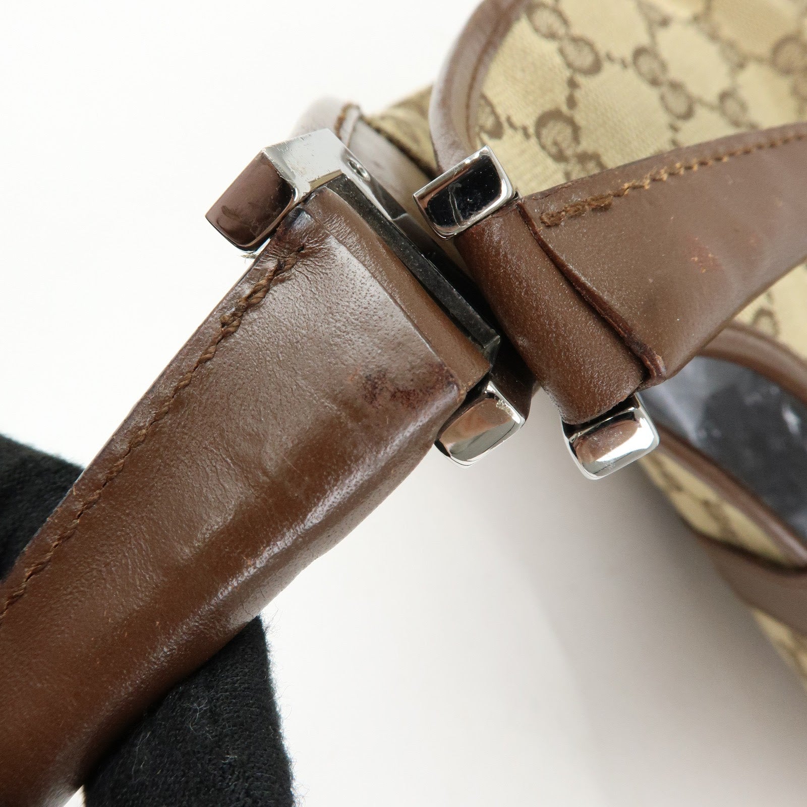 GUCCI Jackie GG Canvas Leather Shoulder Bag Beige Brown 002.1067