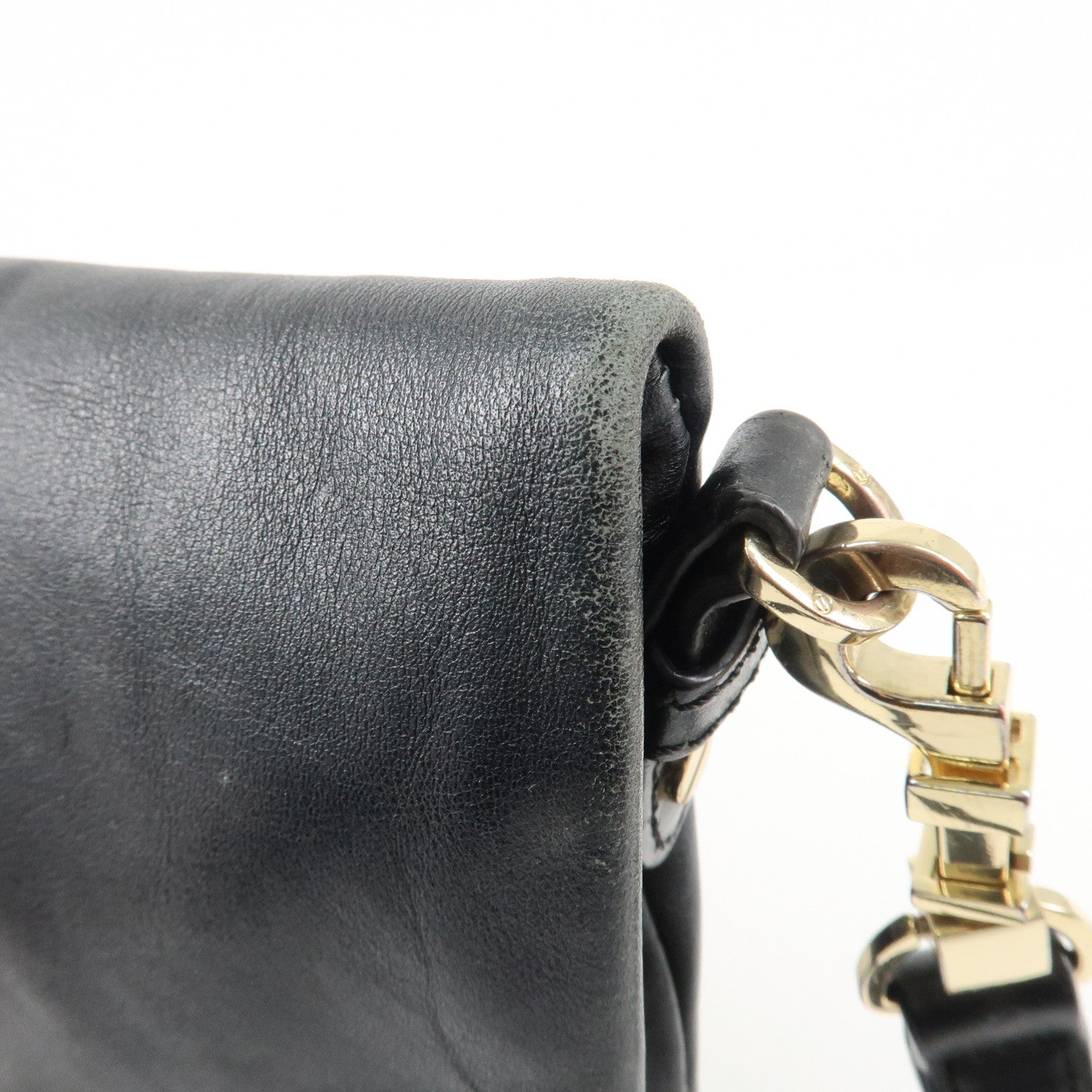 Tory Burch Leather 2Way Bag Shoulder Bag Black Gold HDW Used