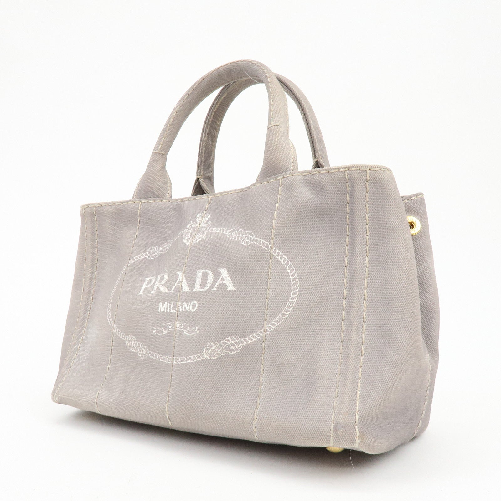 PRADA Canapa Mini 2Way Bag Hand Shoulder Bag Gray B2439G