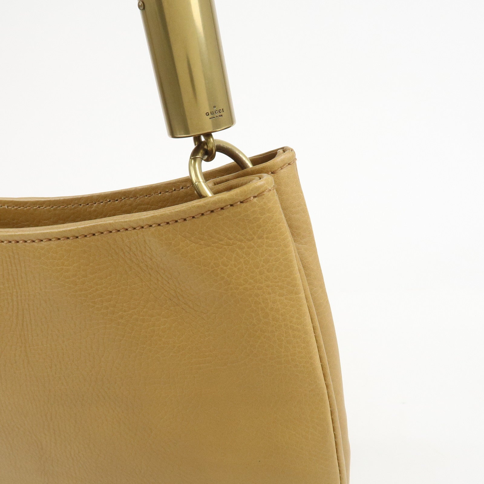 GUCCI Leather Shoulder Bag Hand Bag Beige 108964