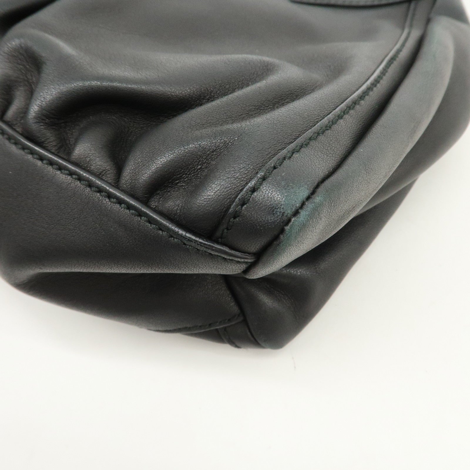 GUCCI Abbey Logo Leather Shoulder Bag Hand Bag Black 190525