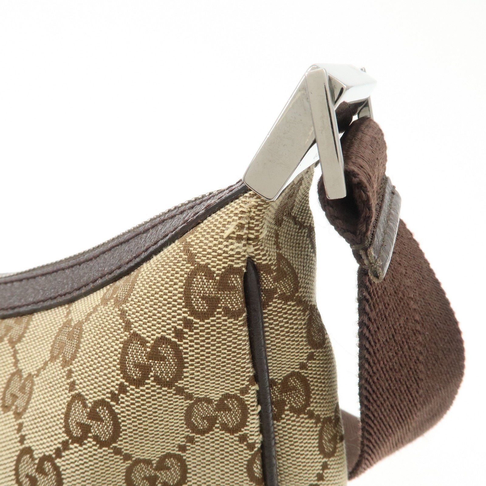 GUCCI GG Canvas Leather Shoulder Bag Beige Brown 122790