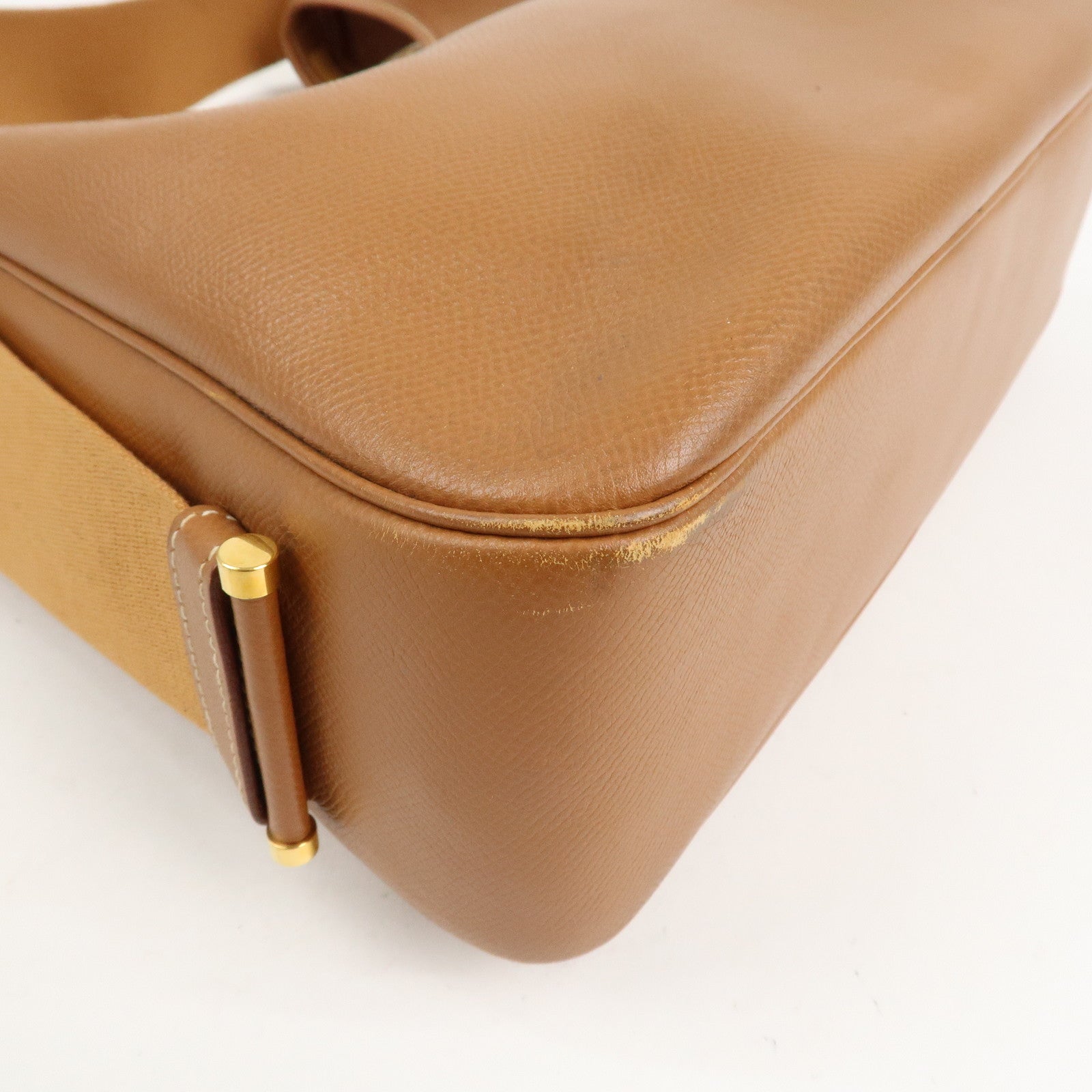 HERMES Saco Leather Shoulder Bag B Stamped Brown Gold HDW