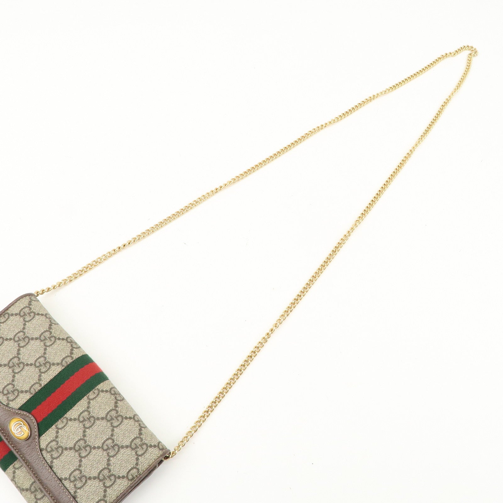 GUCCI Ophidia GG Supreme WOC Chain Wallet Long Wallet Brown 546592
