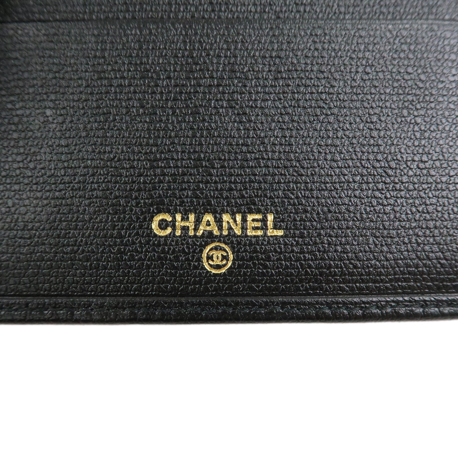 CHANEL COCO Button Leather Bi-Fold Compact Wallet Black A20901