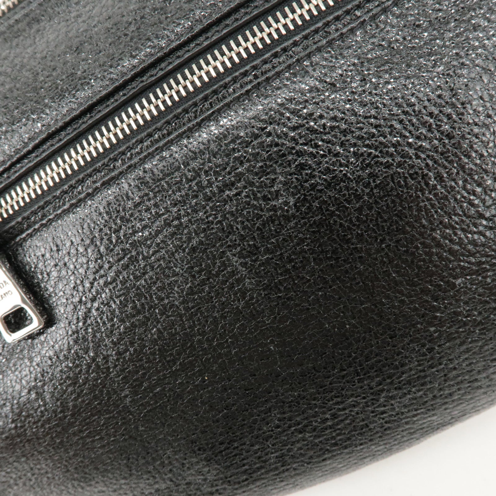 PRADA Logo Leather Chain Shoulder Bag Hand Bag Black BR4370 Used