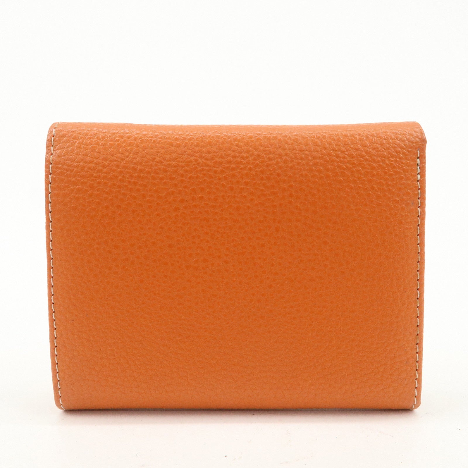 Chloe Leather Tri-fold Compact Wallet Studs Orange