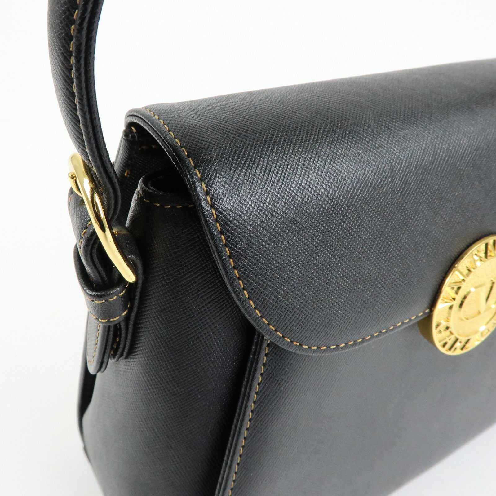 VALENTINO Leather 2Way Bag Hand Bag Shoulder Bag Black