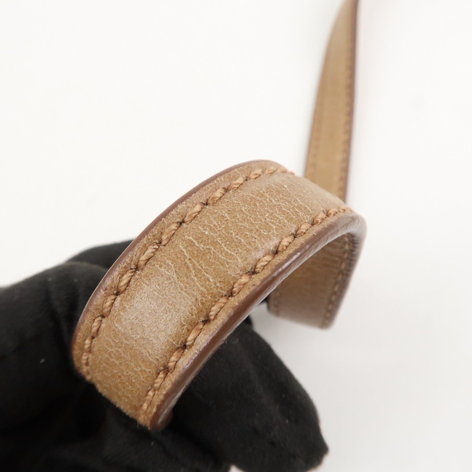 MIU MIU Leather Side Ribbon 2Way Bag Hand Bag Beige Gold