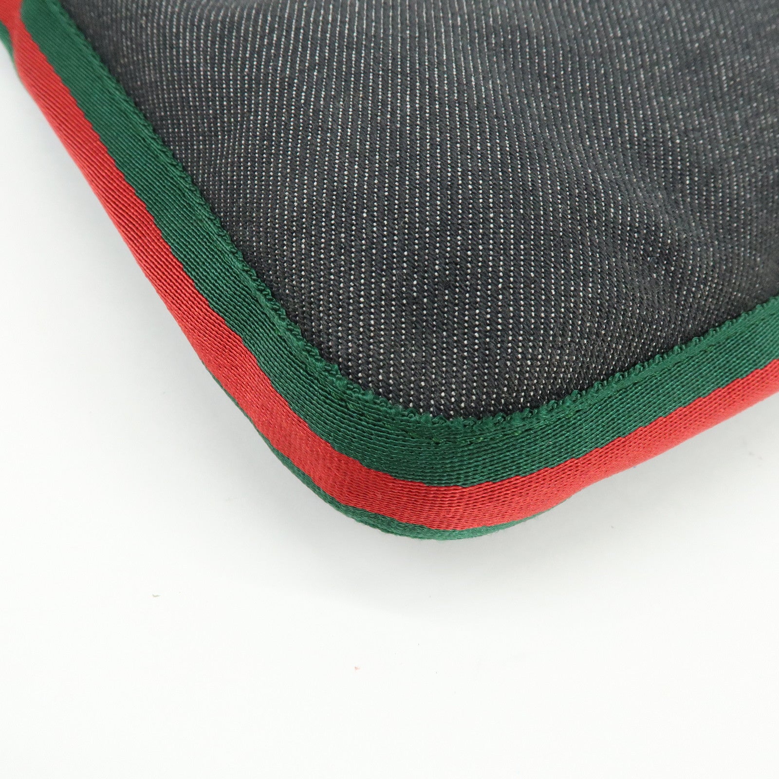 GUCCI Sherry Denim Leather Shoulder Bag Hand Bag Navy 01233