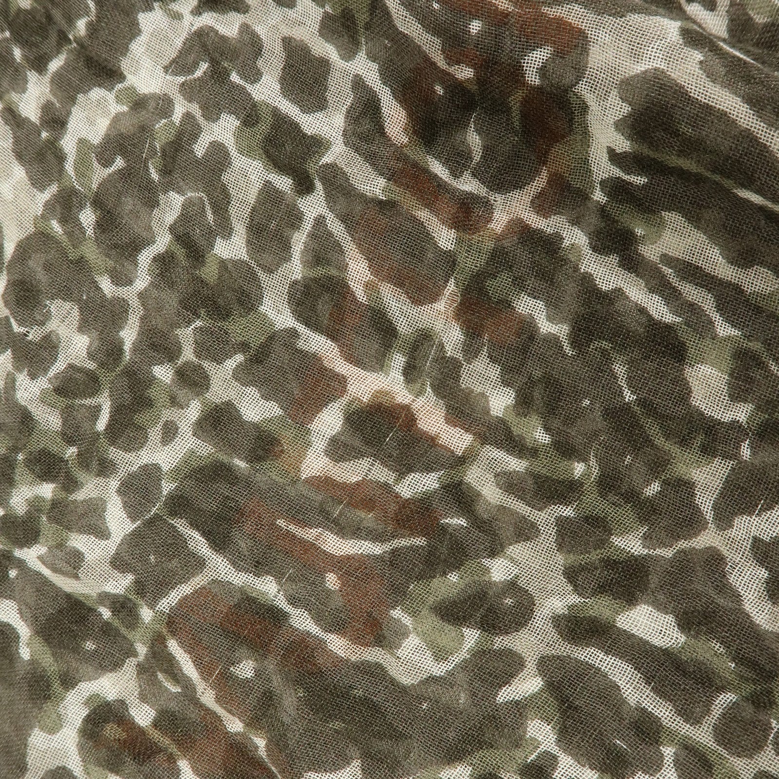 Louis Vuitton Leopard Print Cashmere Silk Scarf Shawl Khaki 400505