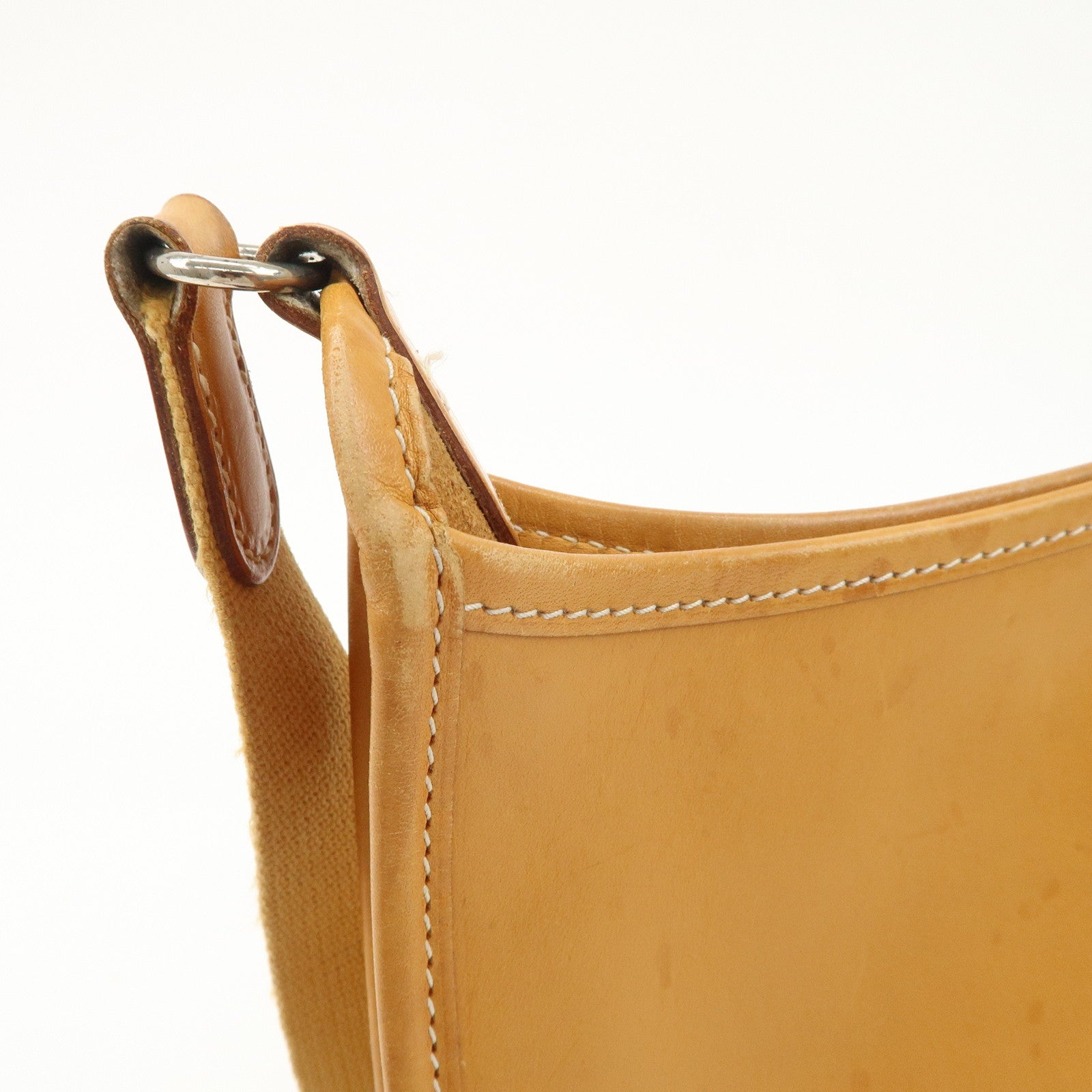 HERMES Leather Vespa PM J Engraved Shoulder Bag Brown Silver HDW