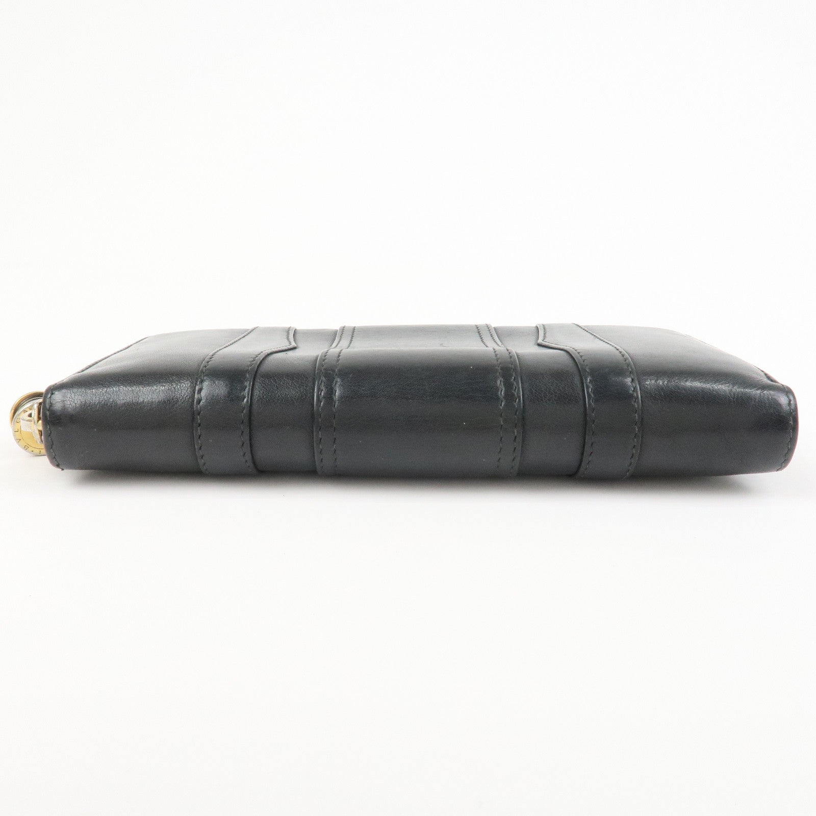 BVLGARI B-zero 1 Leather Zip Around Bi-fold Long Wallet Black