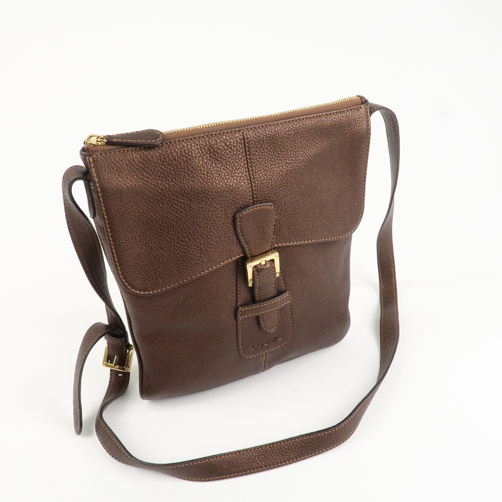 LOEWE Senda Leather Shoulder Bag Shoulder Bag Crossbody Bag Brown Used