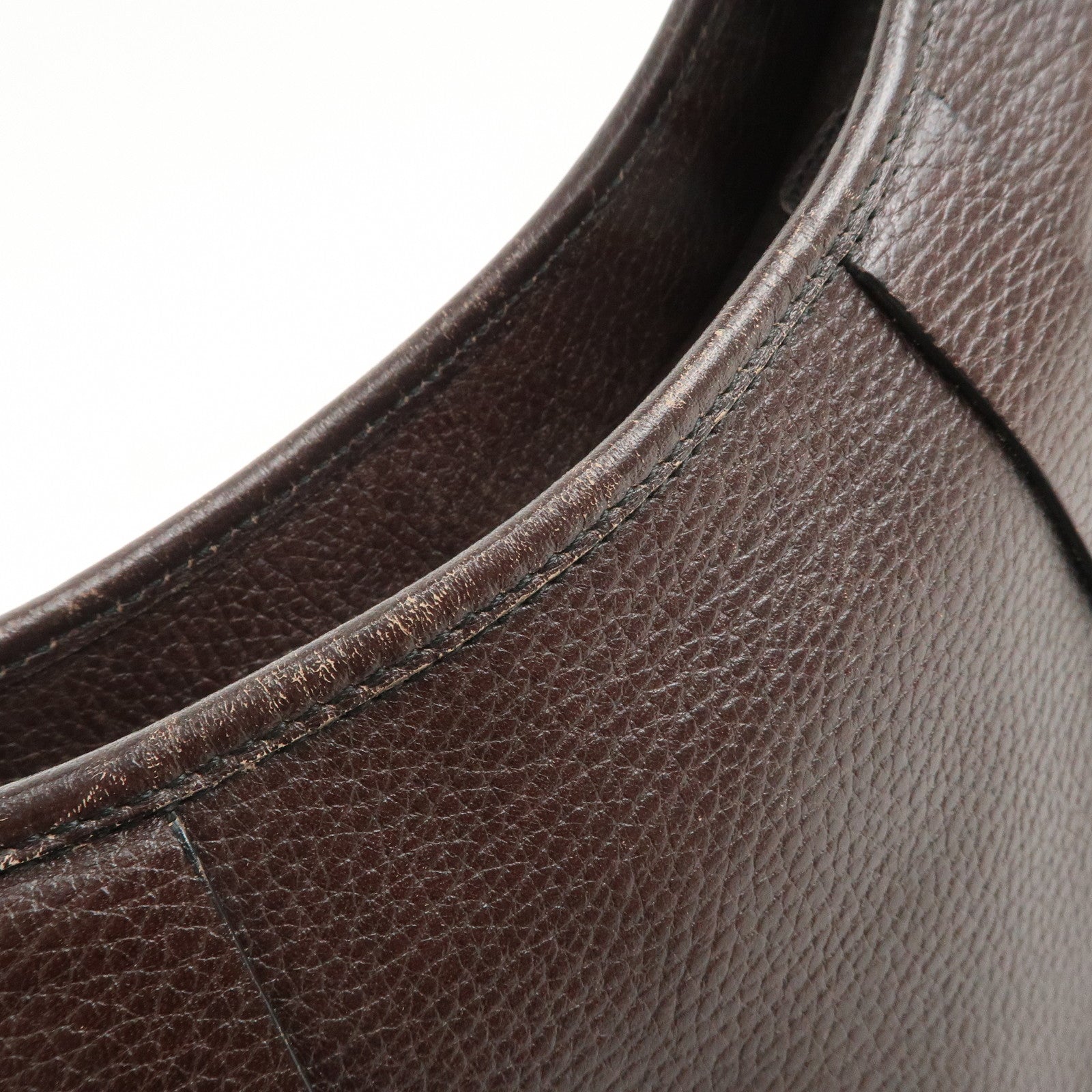 Ferragamo Gancini Leather Shoulder Bag Dark Brown Silver