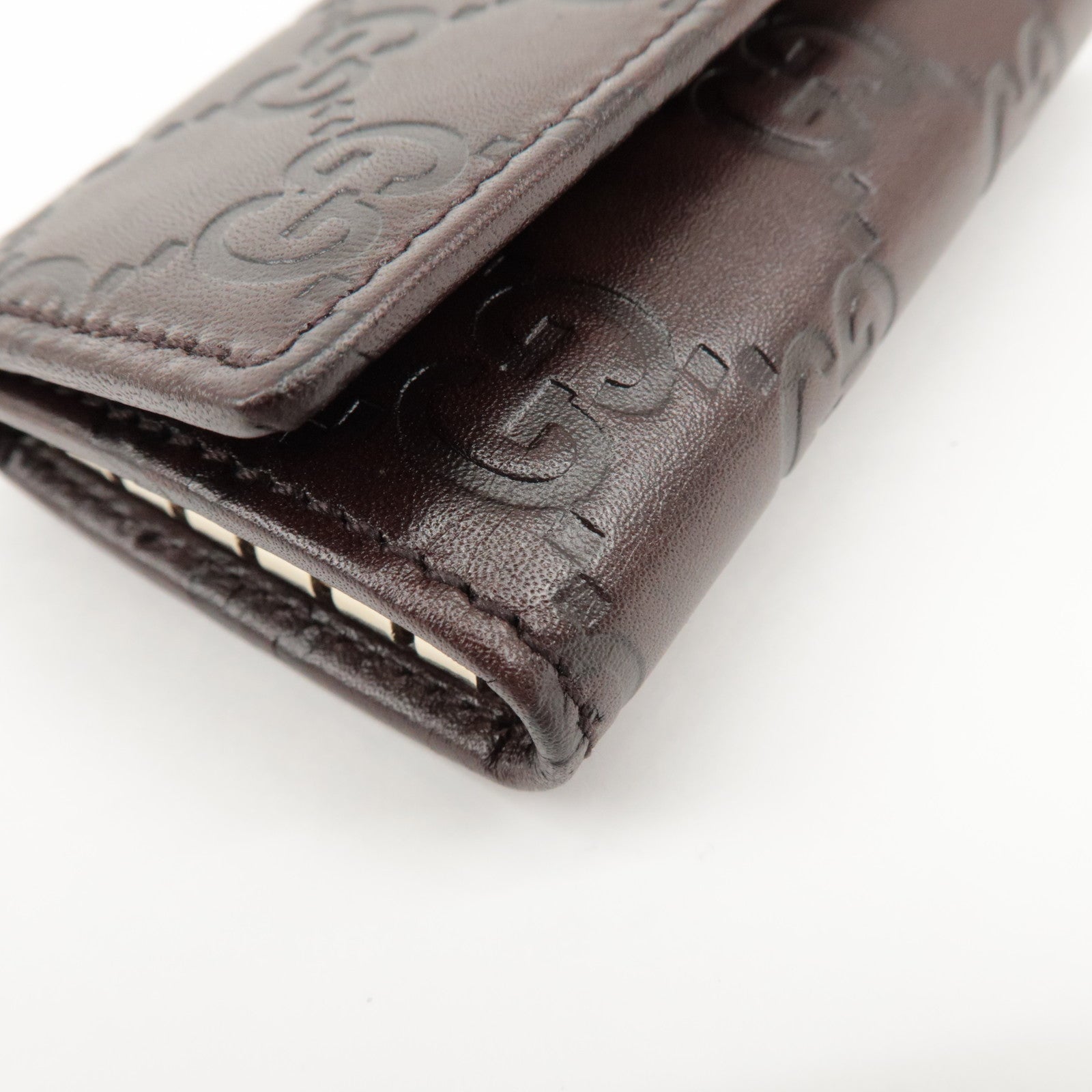 GUCCI Guccissima Leather 6 Rings Key Case Key Holder Brown 138093 Used