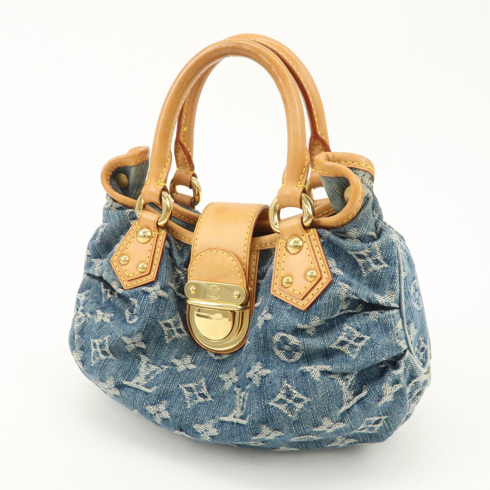 Louis Vuitton Monogram Denim Pleaty Hand Bag Blue M95020