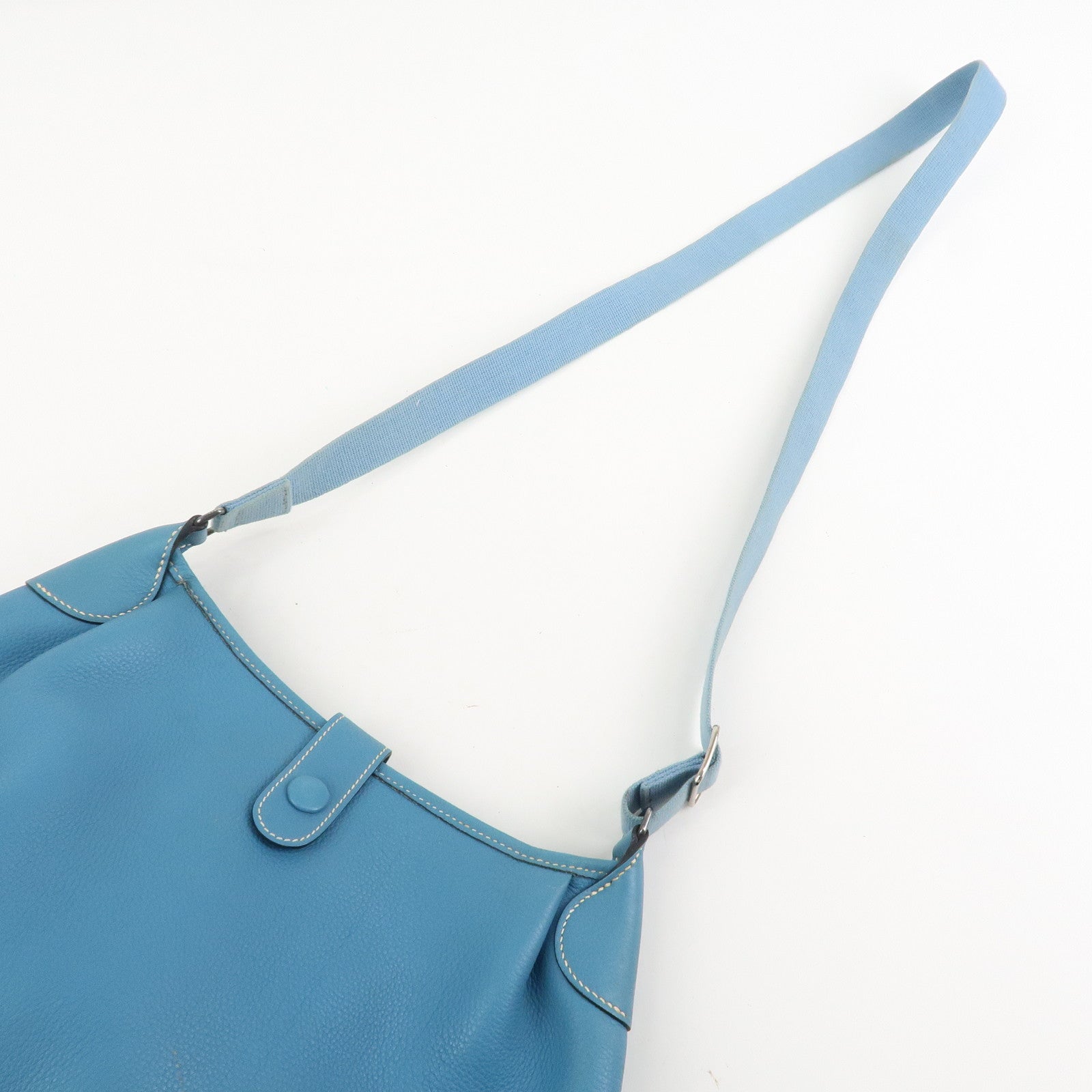 HERMES Leather Rodeo Du Shoulder Bag H Logo Light Blue