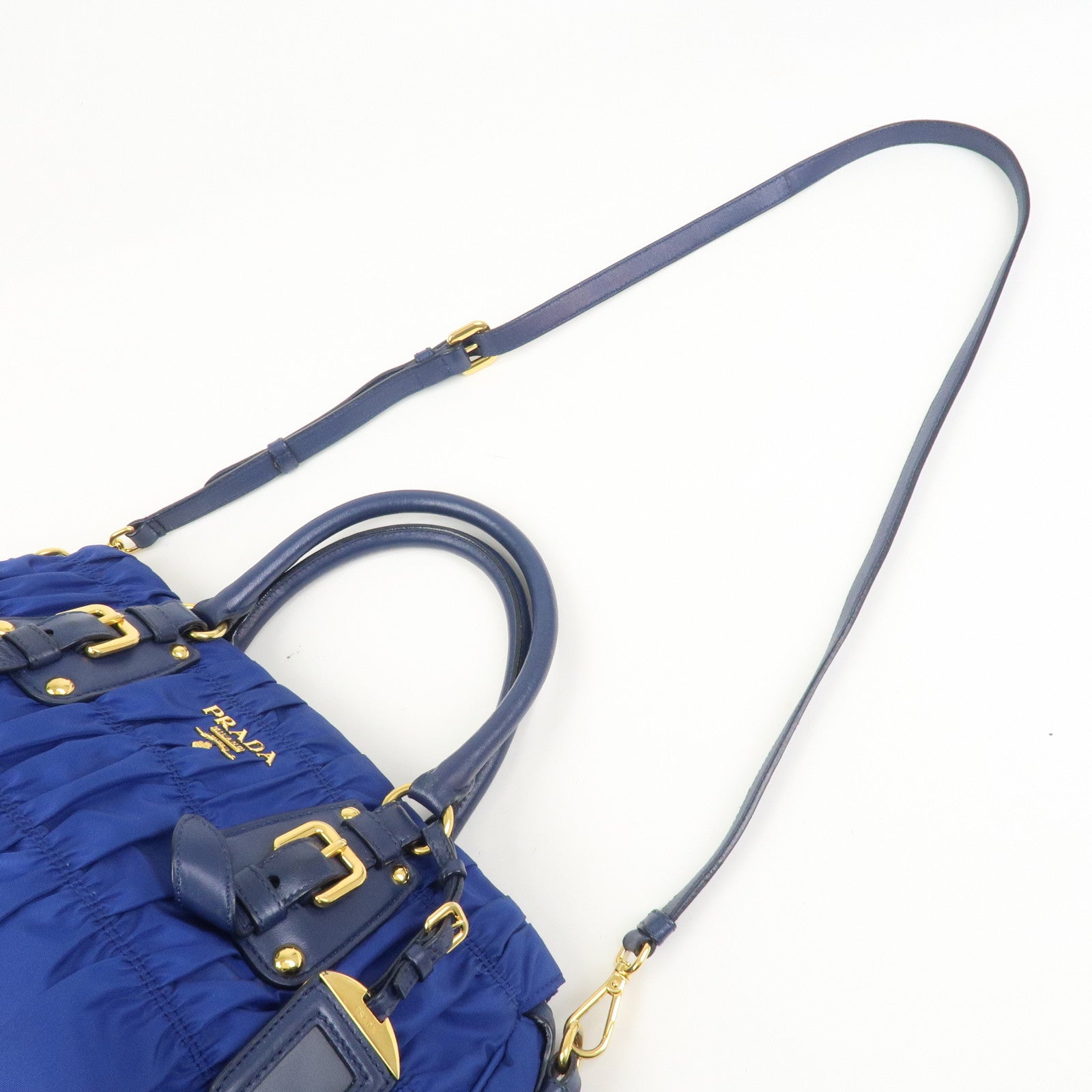 PRADA Logo Nylon Leather 2Way Bag Hand Bag Shoulder Bag BN 1407