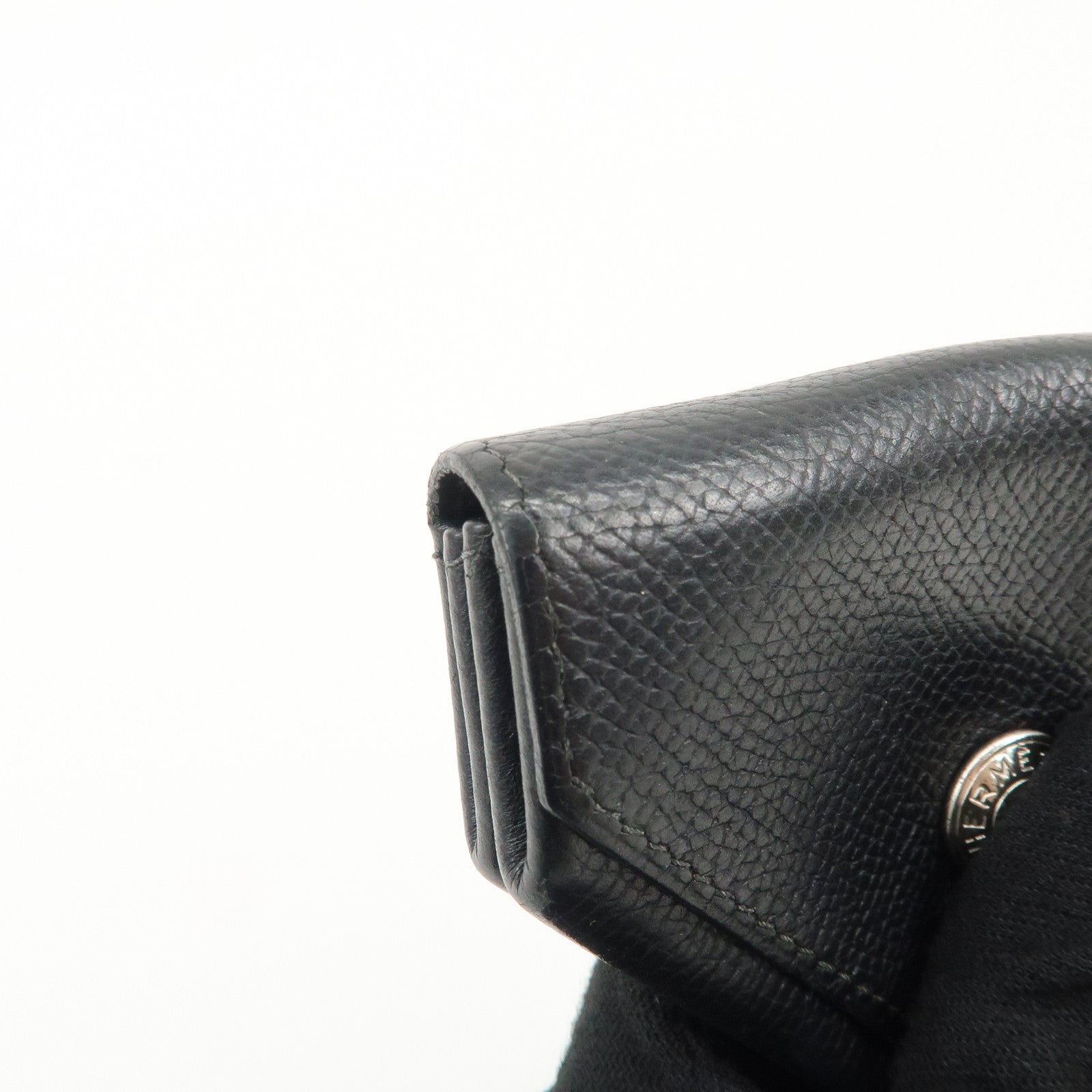 HERMES Ruban Quatre Vo Epson I Stamped Coin Case Black Silver HDW Used