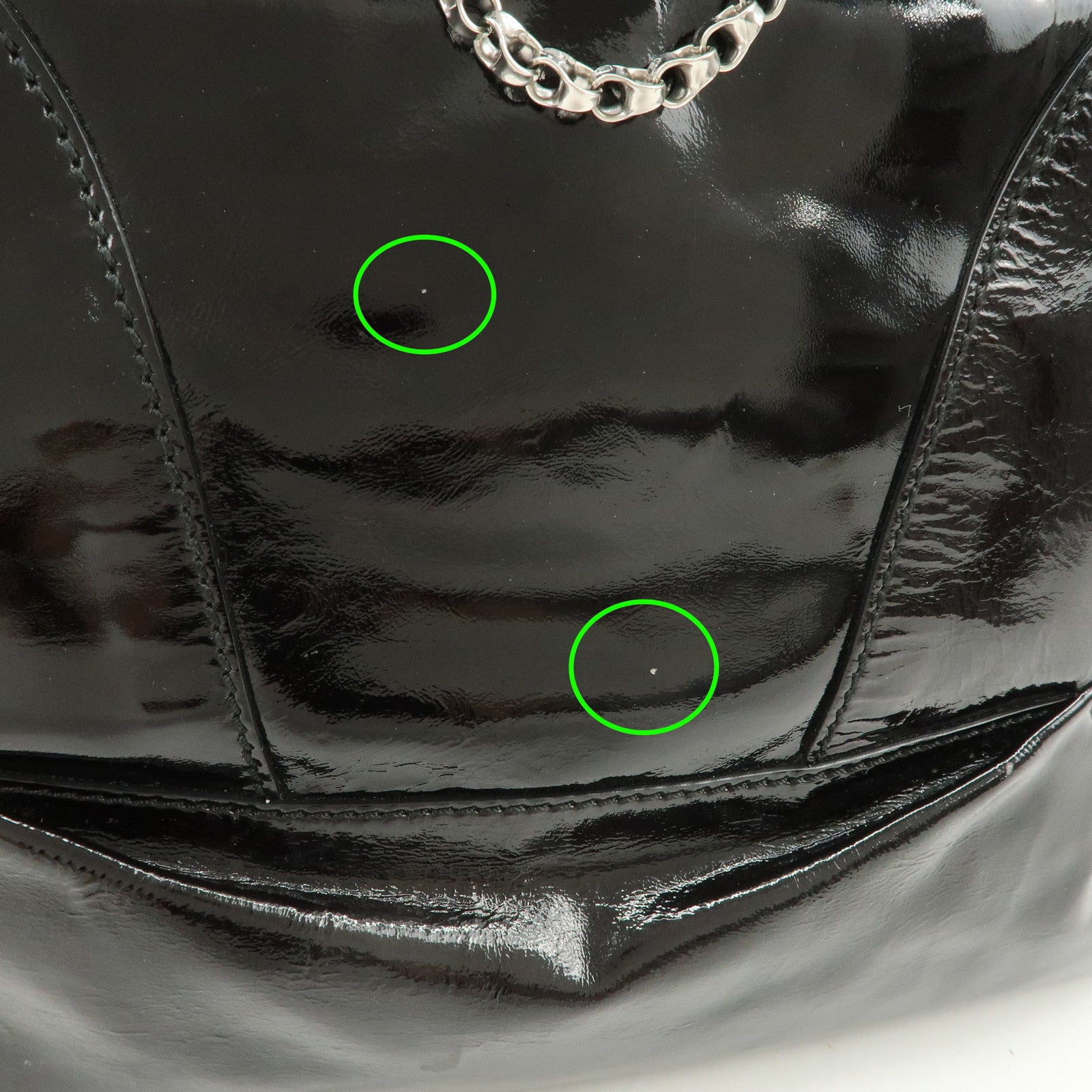 CELINE Logo Patent Leather Tote Bag Hand Bag Shoulder Bag Black