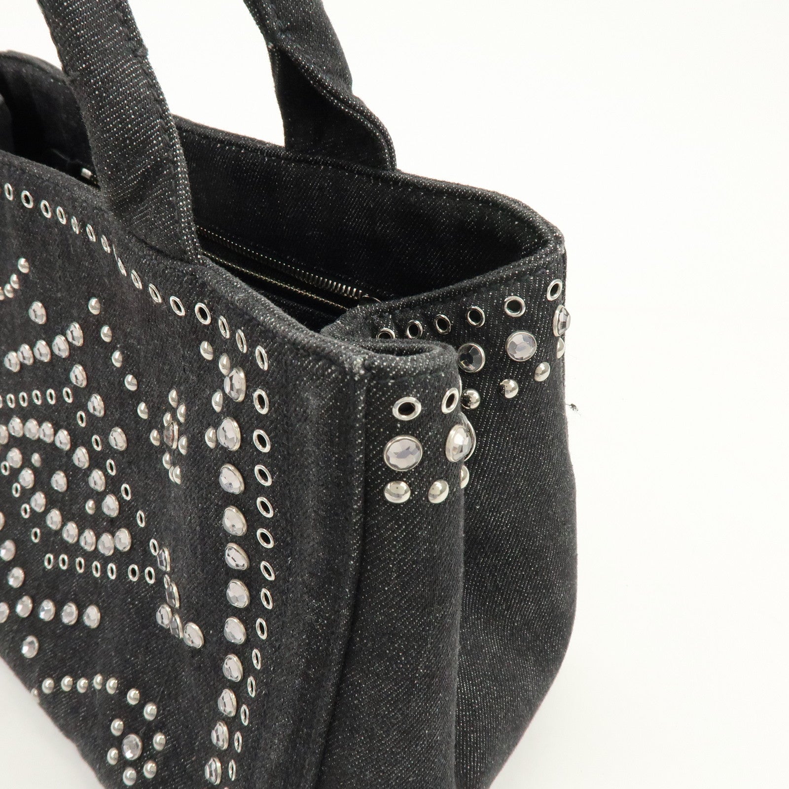 PRADA Triangle Logo Canapa Mini Bijou Denim Canvas 2Way Bag BN2439