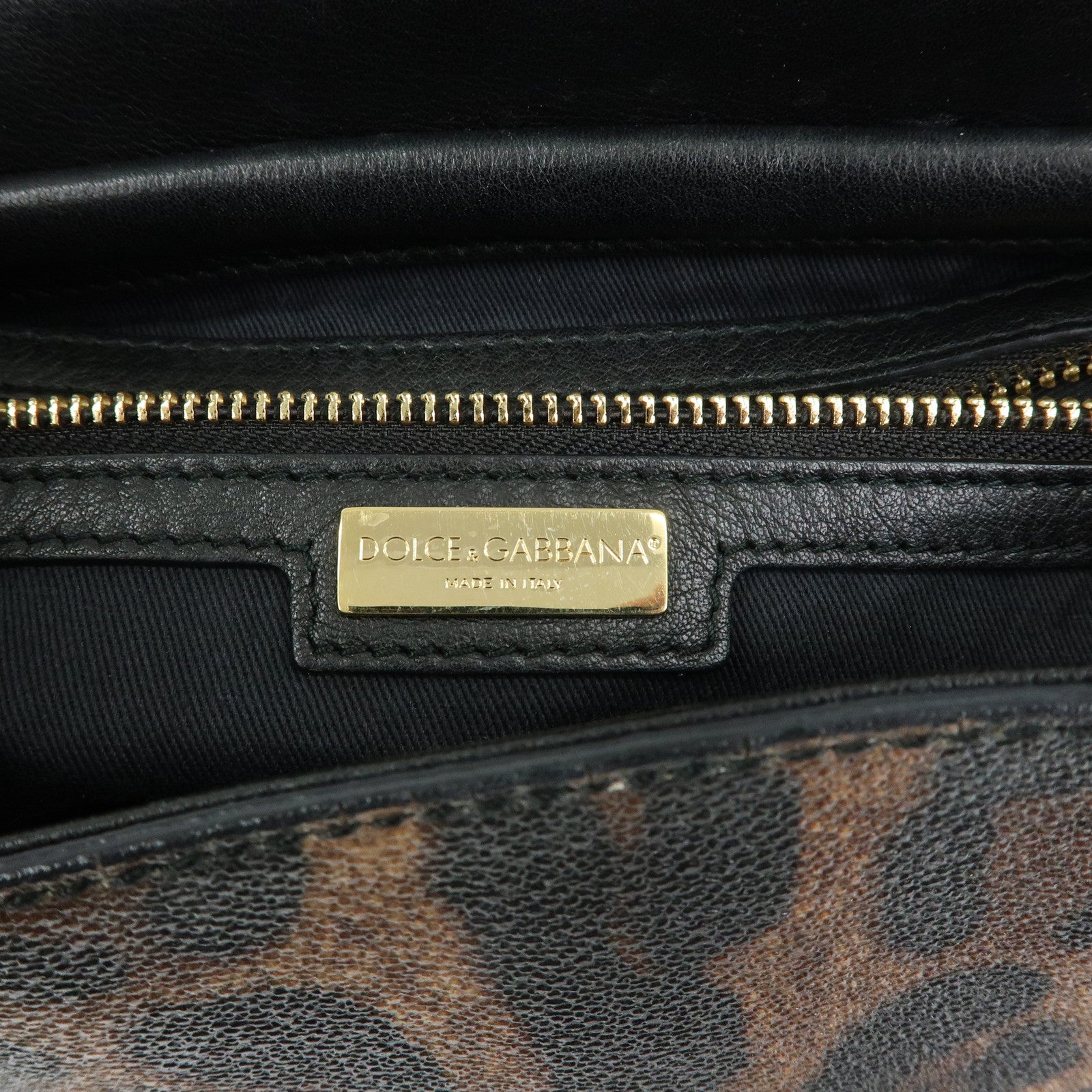 Dolce&Gabbana Leopard PVC Leather 2Way Bag Hand Bag Brown Black