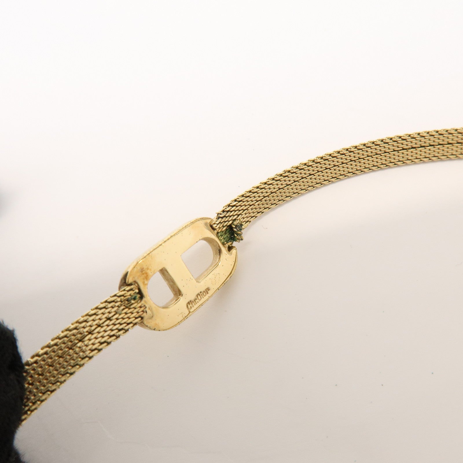 Christian Dior CD Logo Metal Necklace Choker Gold