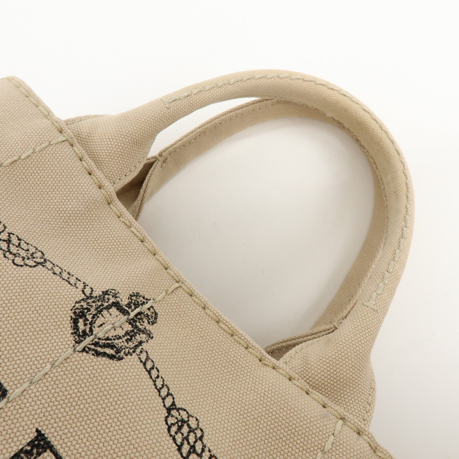 PRADA Logo Canapa Mini Canvas 2Way Bag Hand Bag Beige 1BG439
