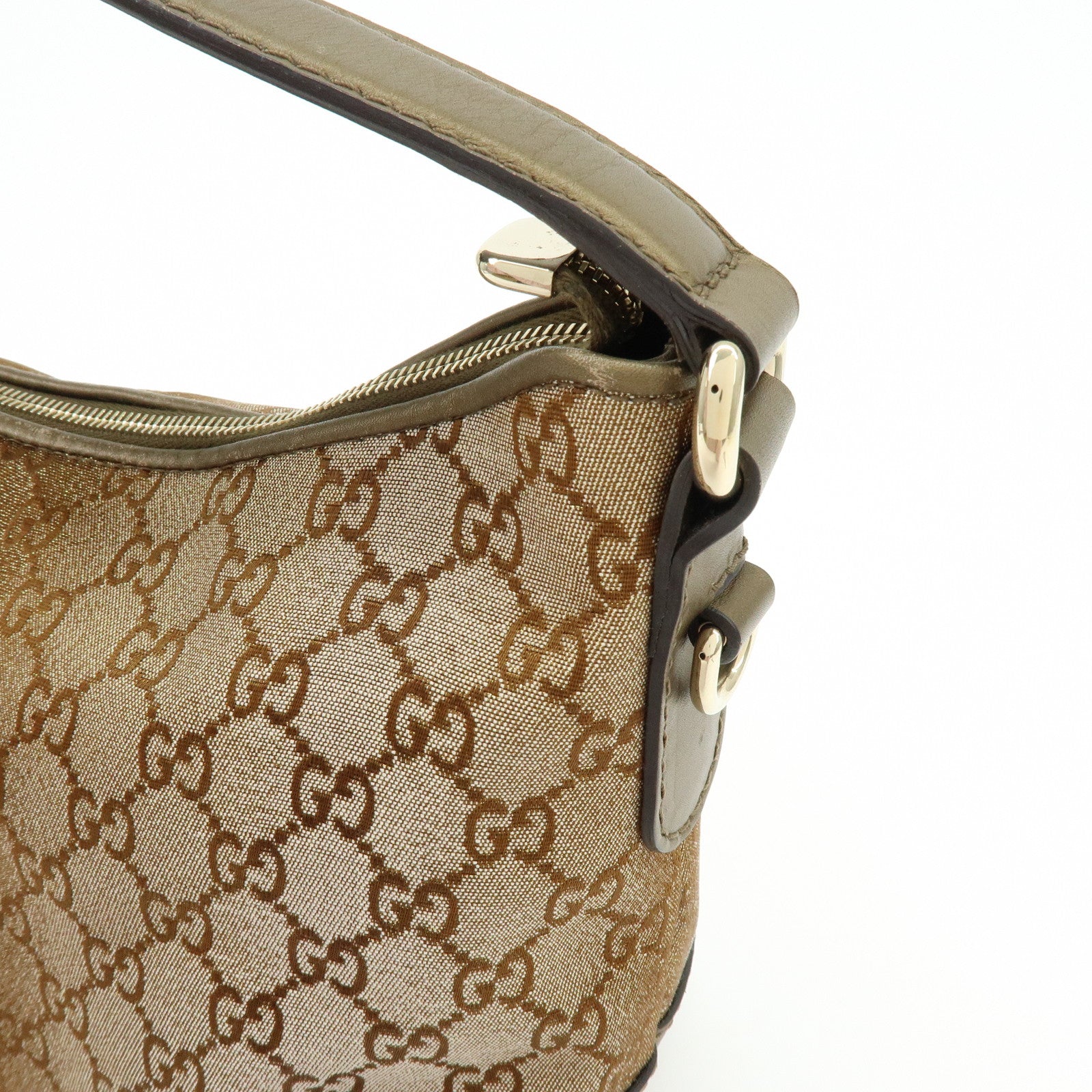 GUCCI Bamboo Lovely Heart Horsebit Shoulder Bag Beige Khaki 269959