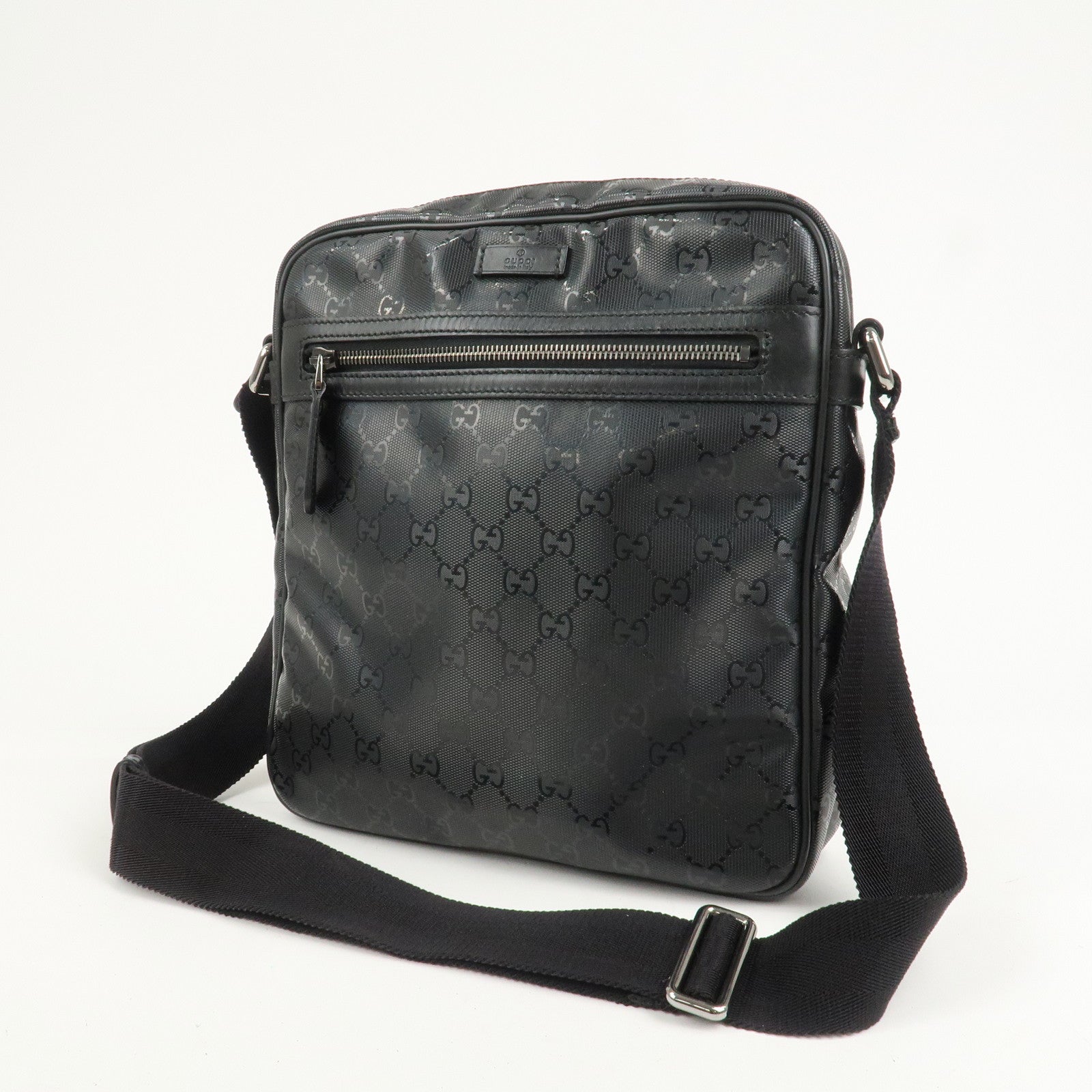 GUCCI GG Imprime Monogram PVC Shoulder Bag Cross Body Bag Black 201448