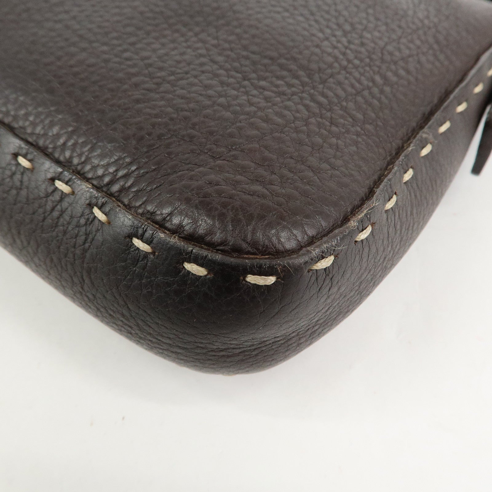 FENDI Mamma Baguette Selleria Logo Leather Shoulder Bag 8BR000