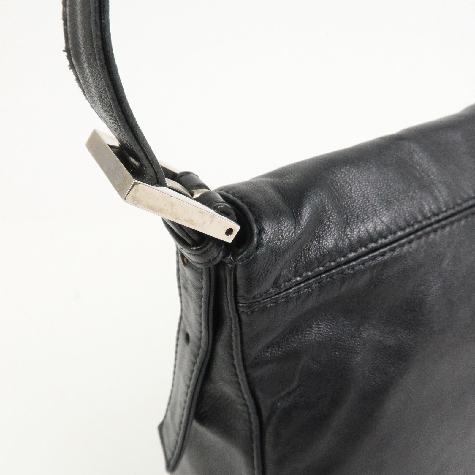 FENDI Mamma Baguette Leather Shoulder Bag Hand Bag Black 26325