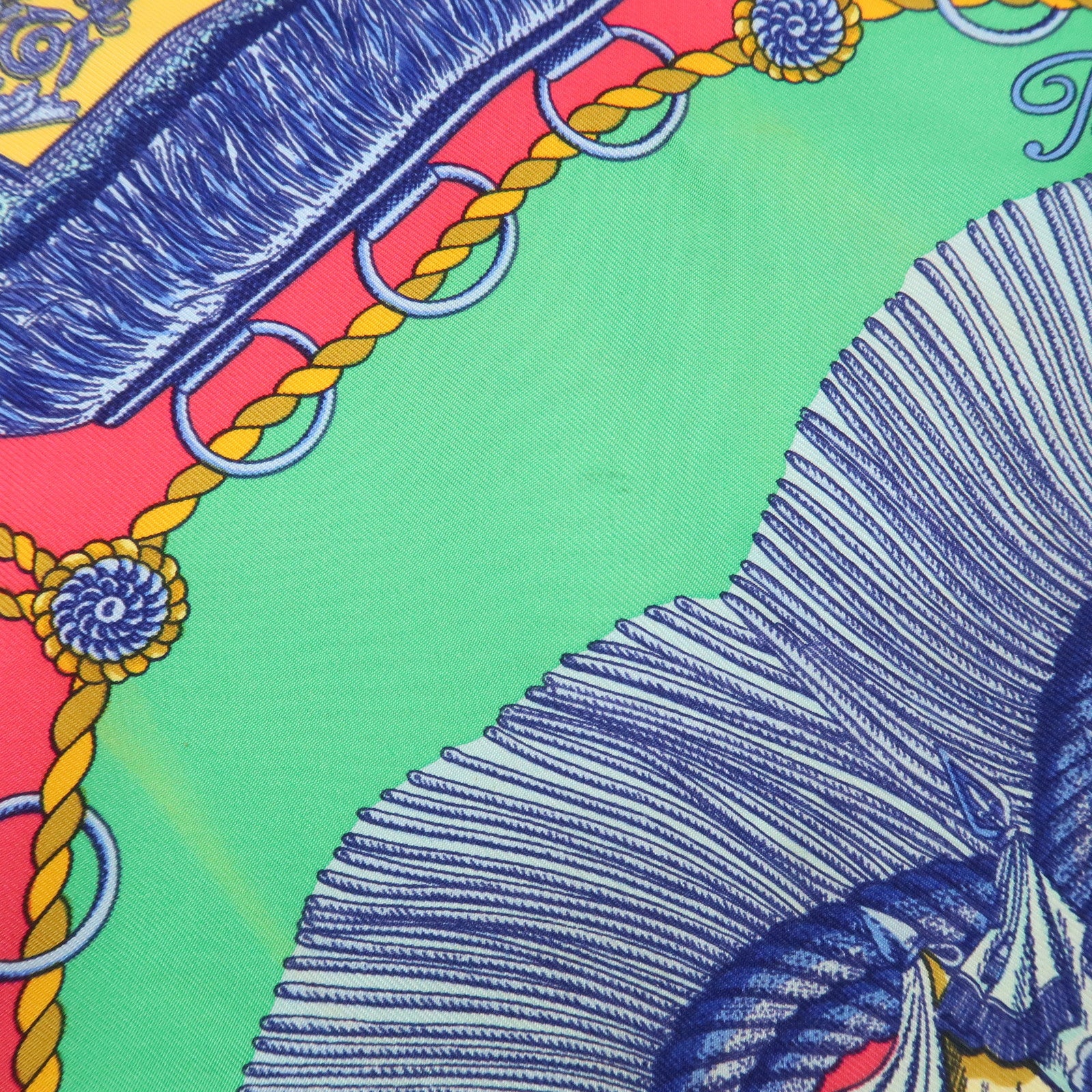 HERMES Carre 90 Silk 100% Scarf Poste et Cavalerie Green Red Blue