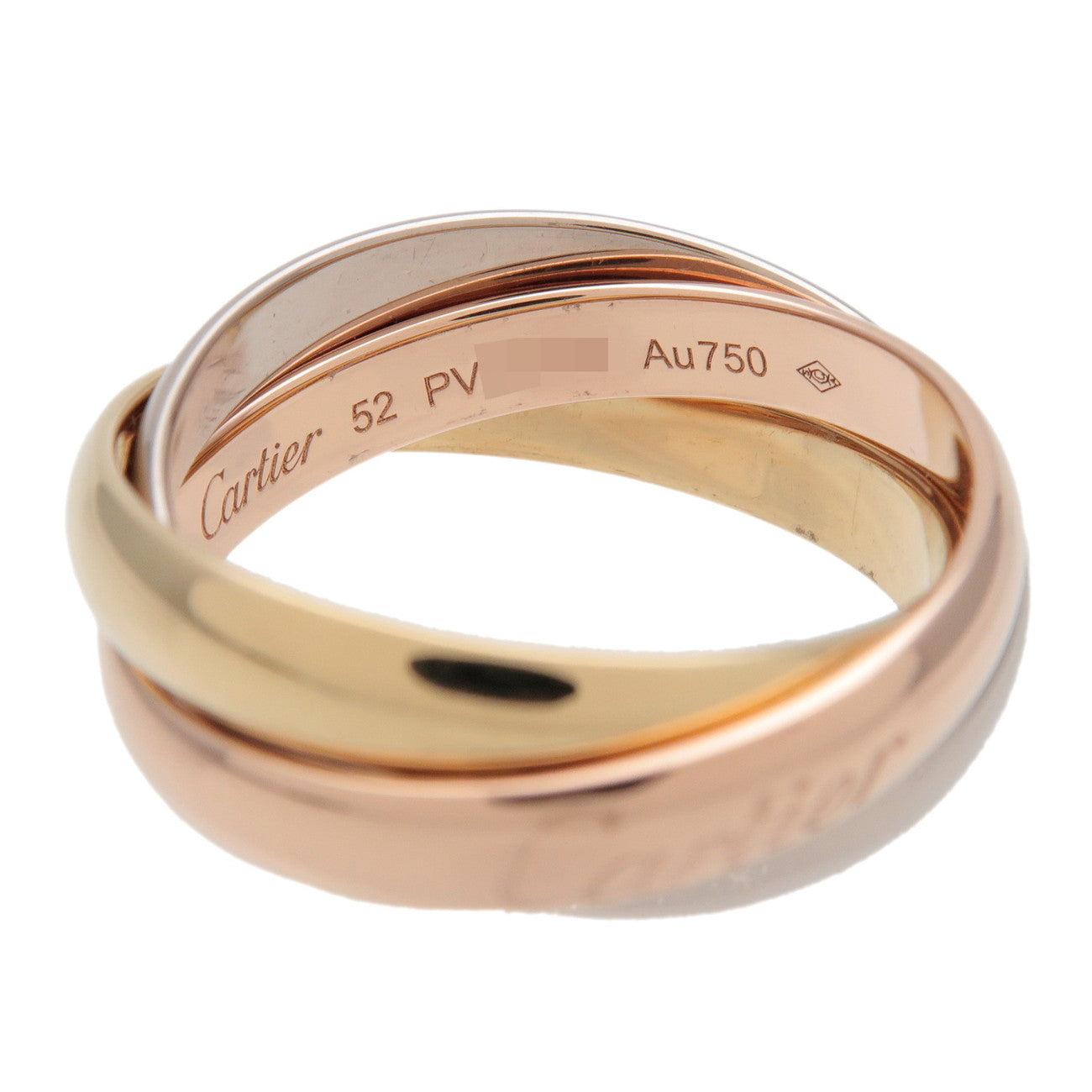Cartier Trinity Ring MM 750YG/WG/PG #52 US6 HK13