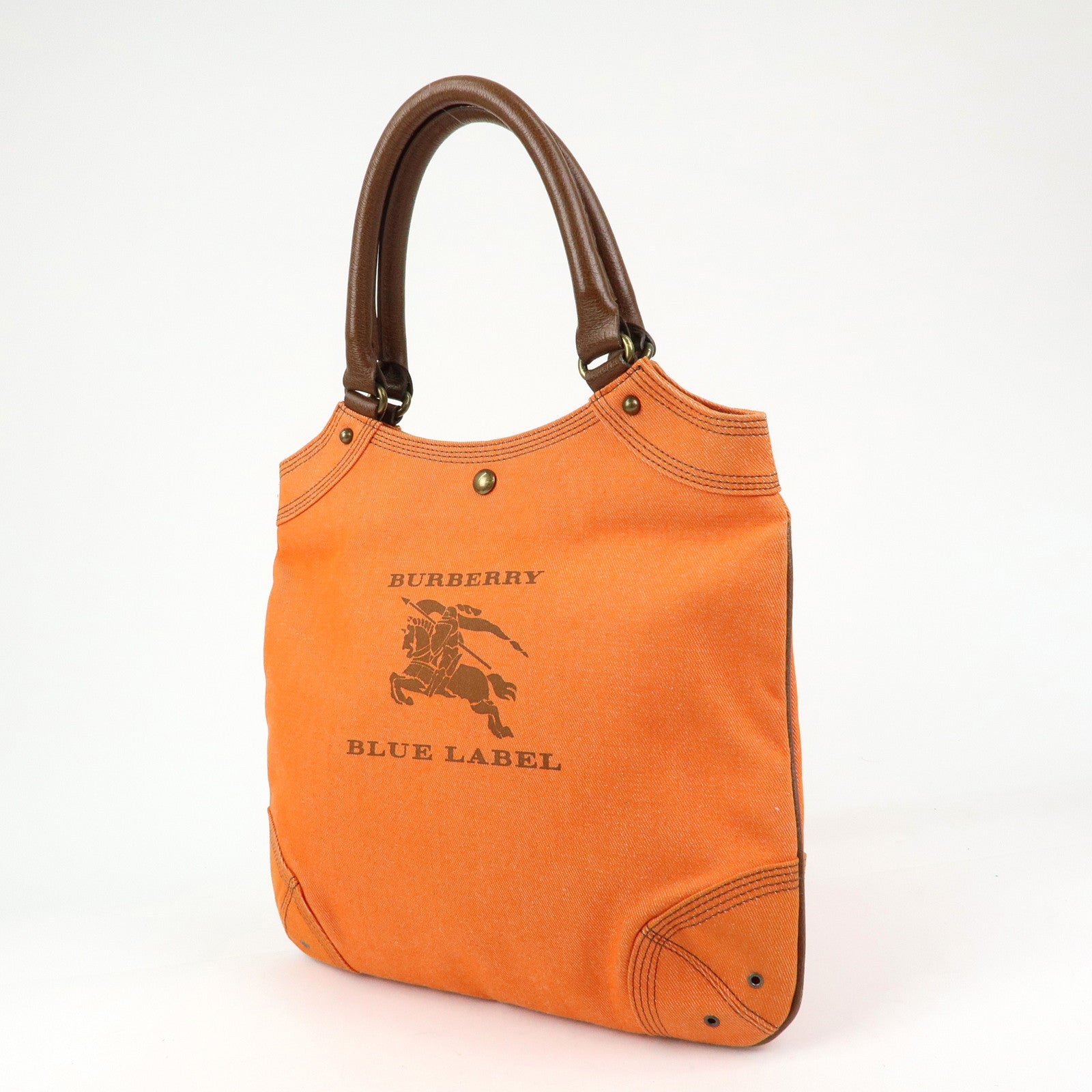 BURBERRY Blue Label Canvas Leather Tote Bag Shoulder Bag Orange