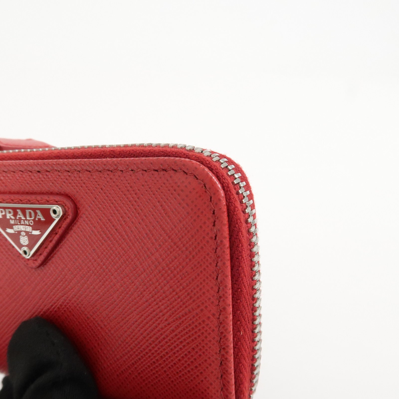 PRADA Saffiano Leather Triangle Logo Coin Case Coin Purse 2TT085