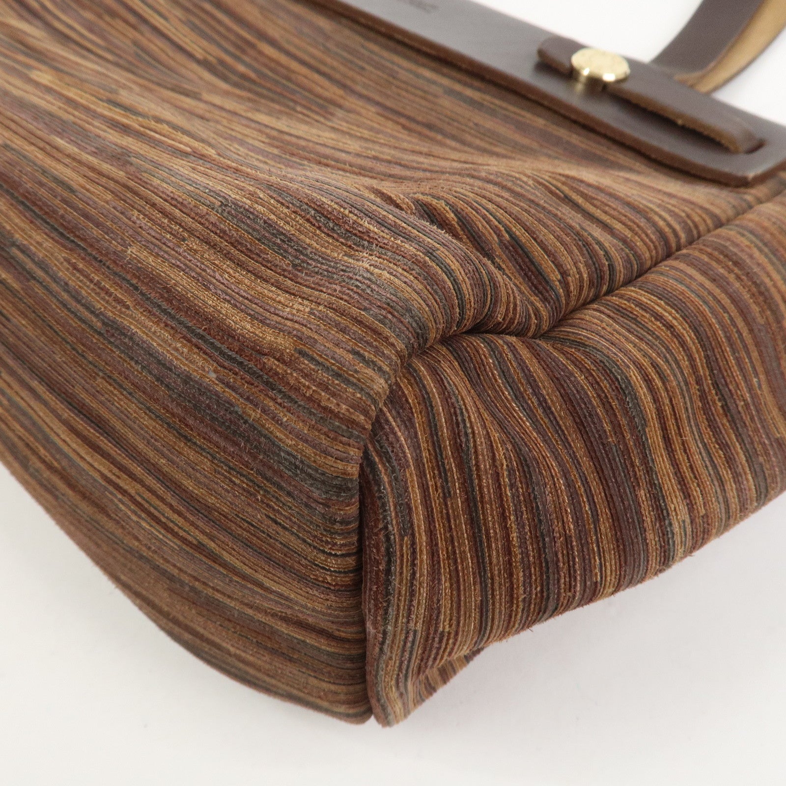 HERMES Cabas PM Airline Toile Officier Leather Shoulder Bag Brown