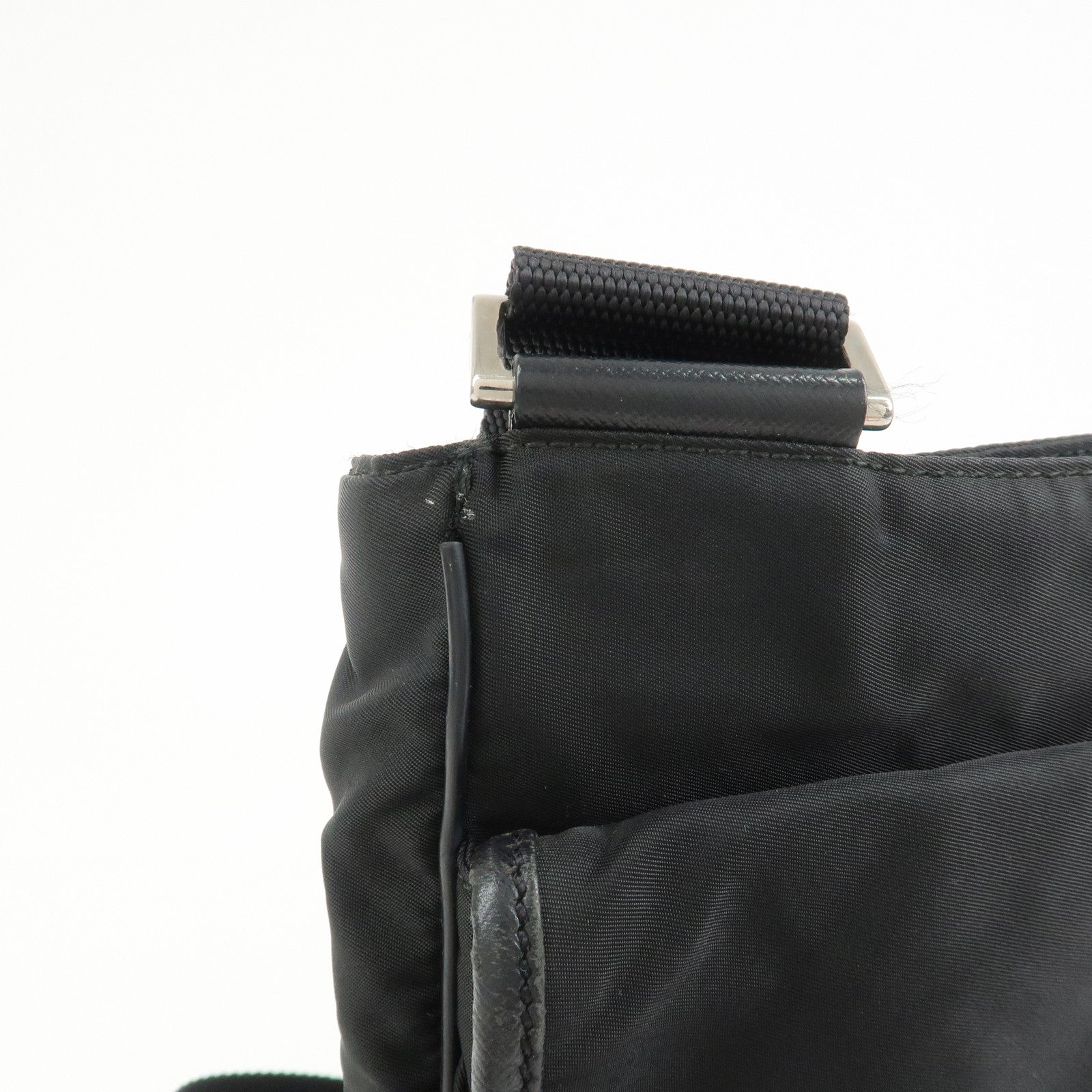 PRADA Nylon Saffiano Leather Shoulder Bag Black VA0269