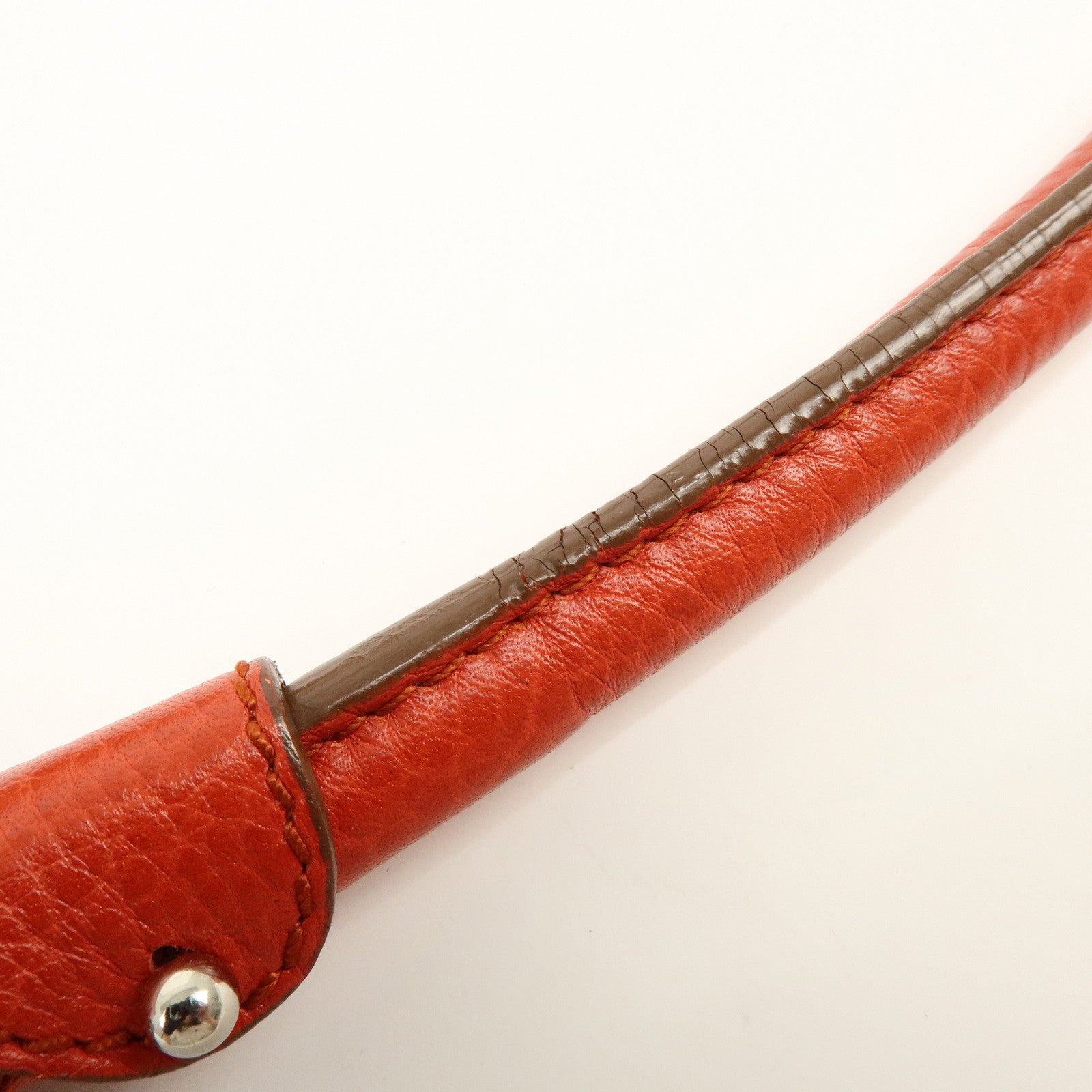 Ferragamo Gancini Leather Shoulder Bag Hand Bag Orange