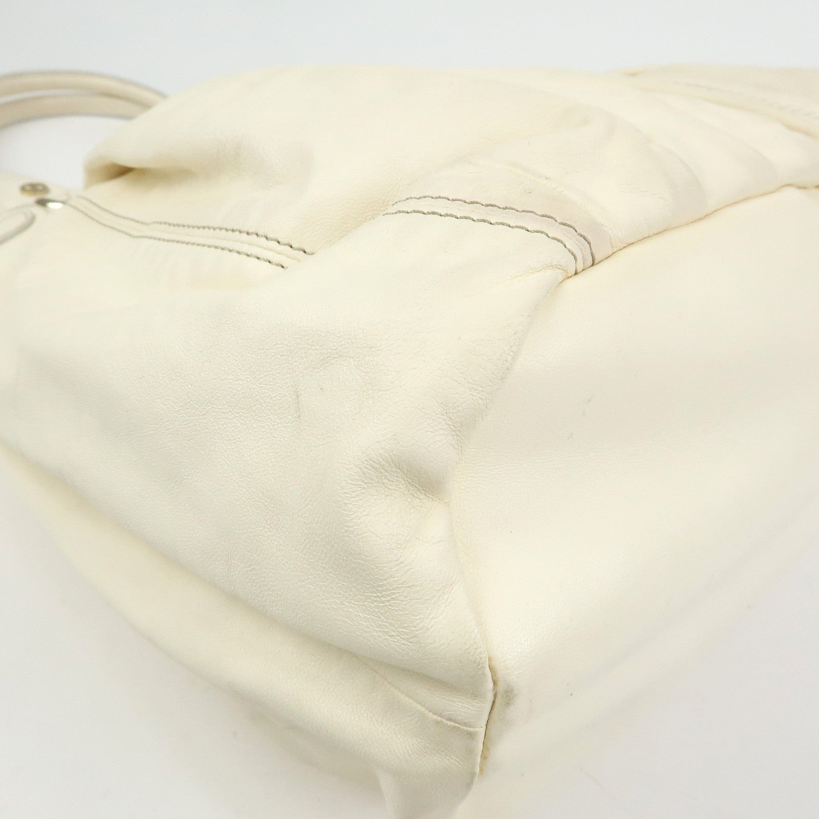 CELINE Leather Pillow Bag Tote Bag Shoulder Bag White