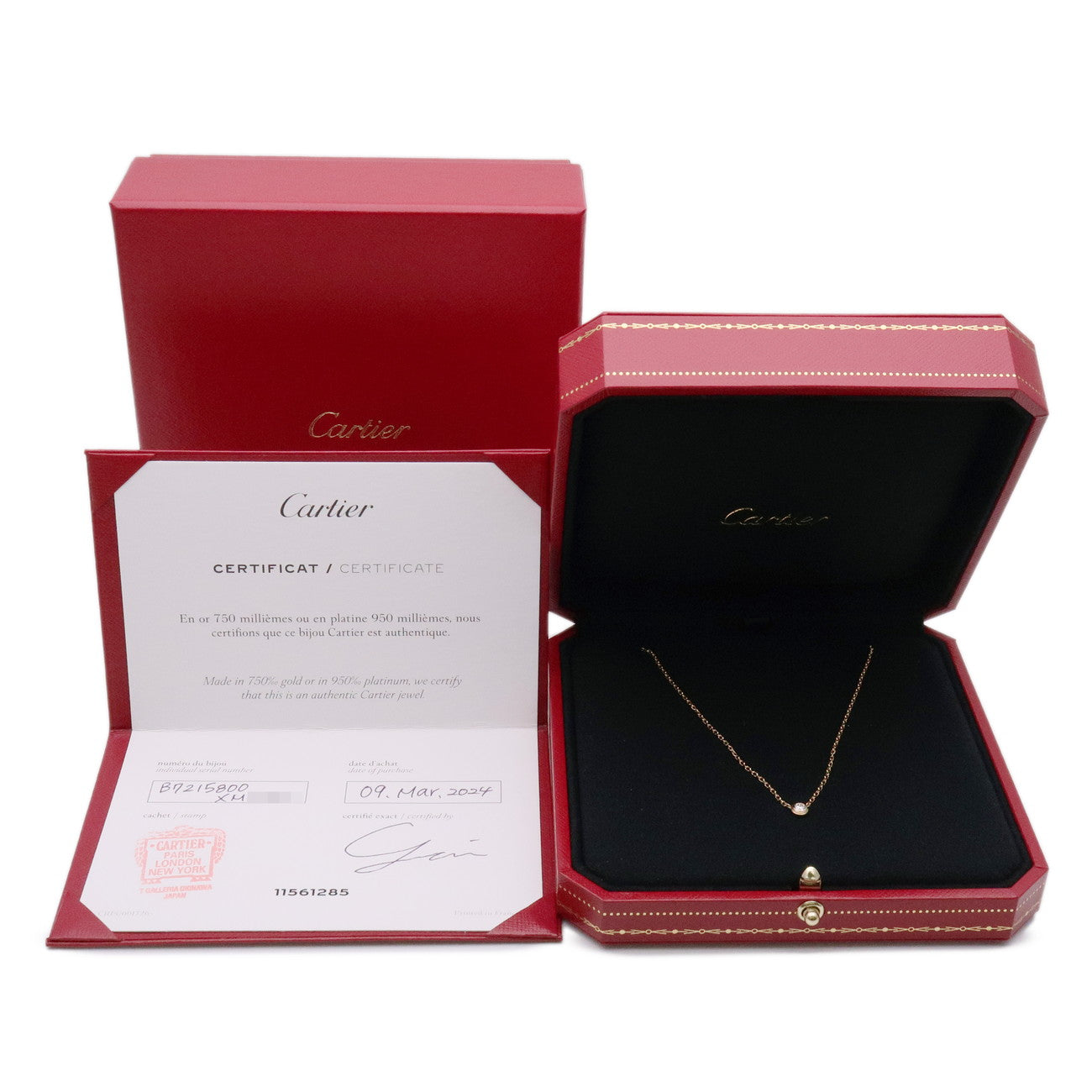 Cartier d'amour Necklace SM 1P Diamond 0.09ct K18YG Yellow Gold