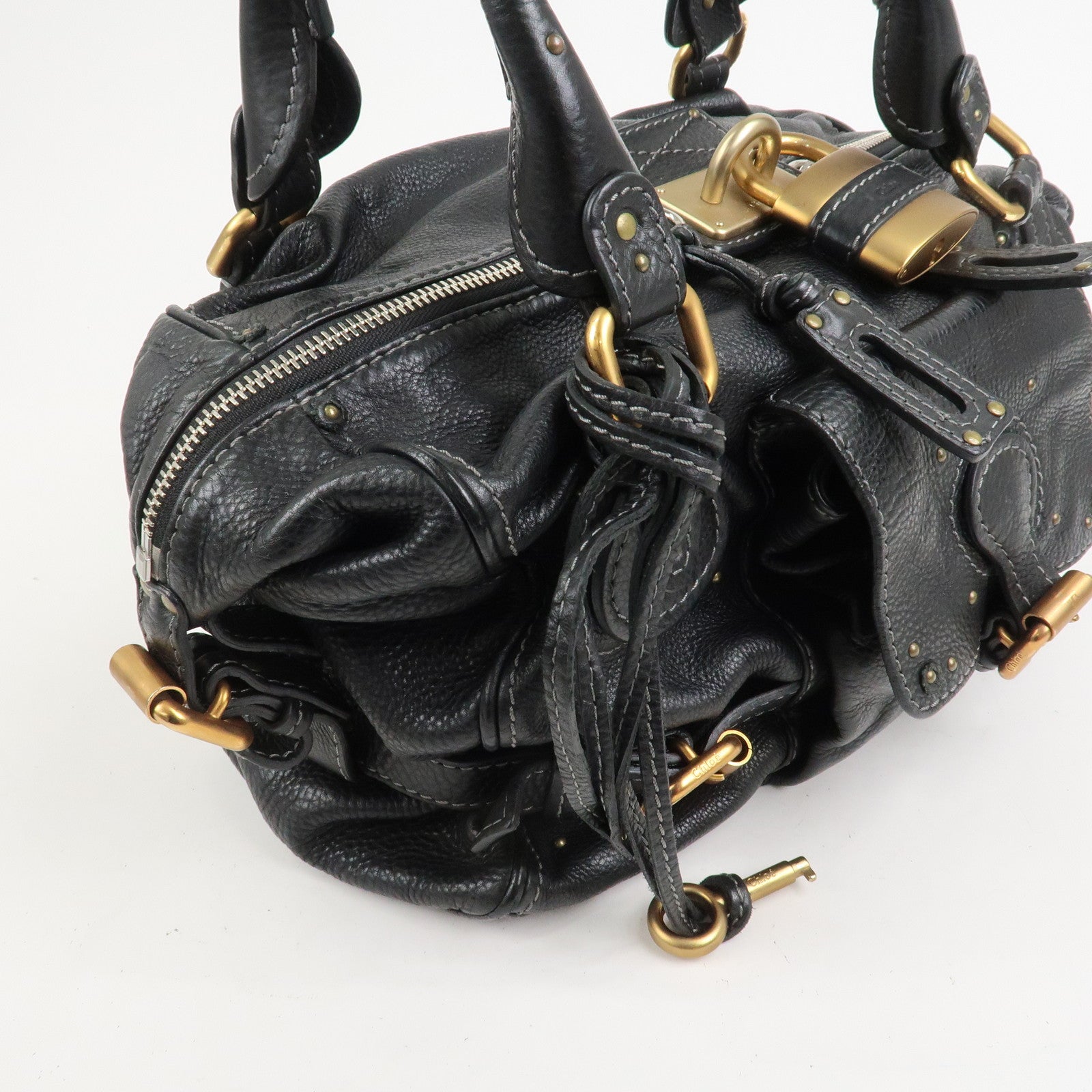 Chloe Paddington Leather Hand Bag Shoulder Bag Black