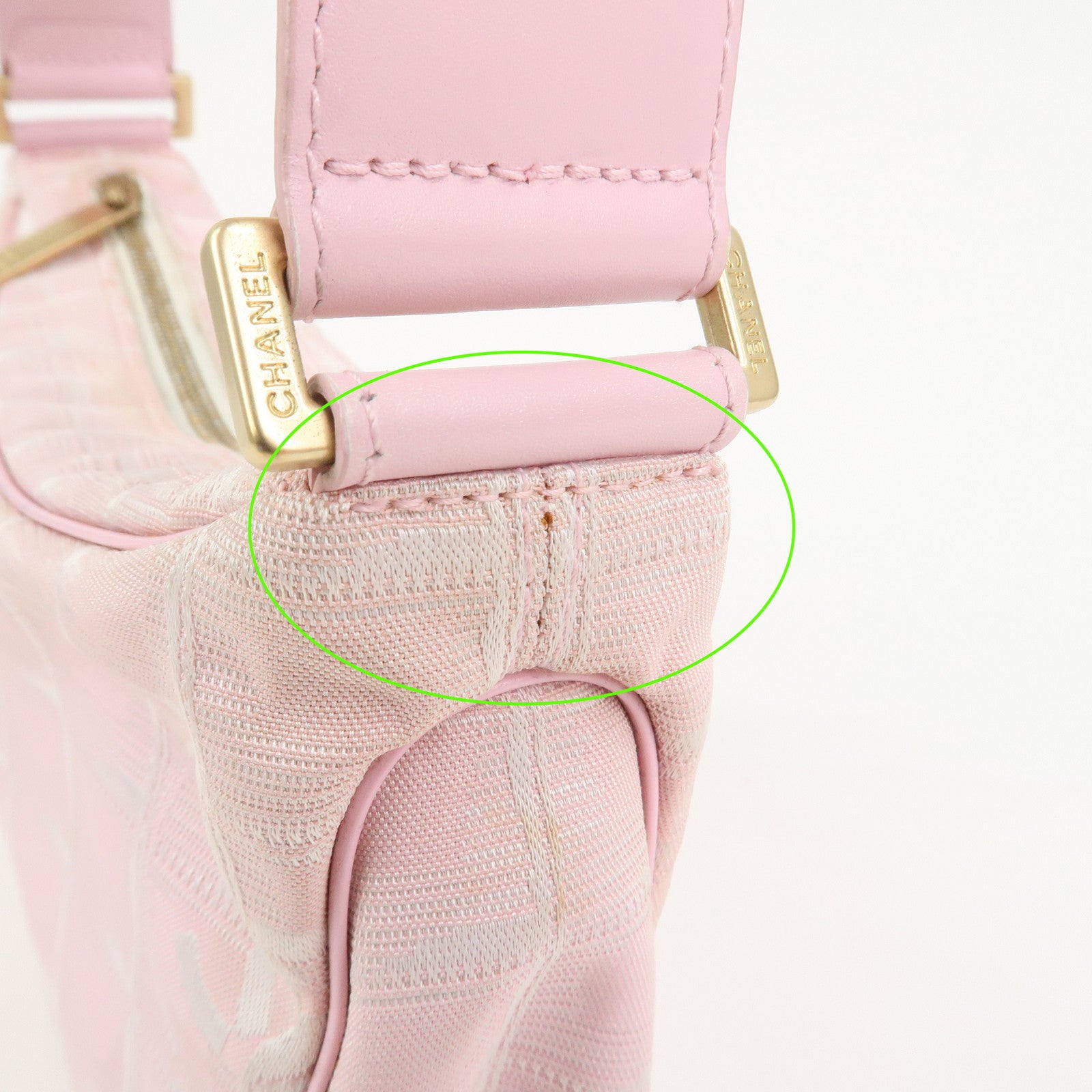 CHANEL New Travel Line Nylon Jacquard Leather Shoulder Bag Pink